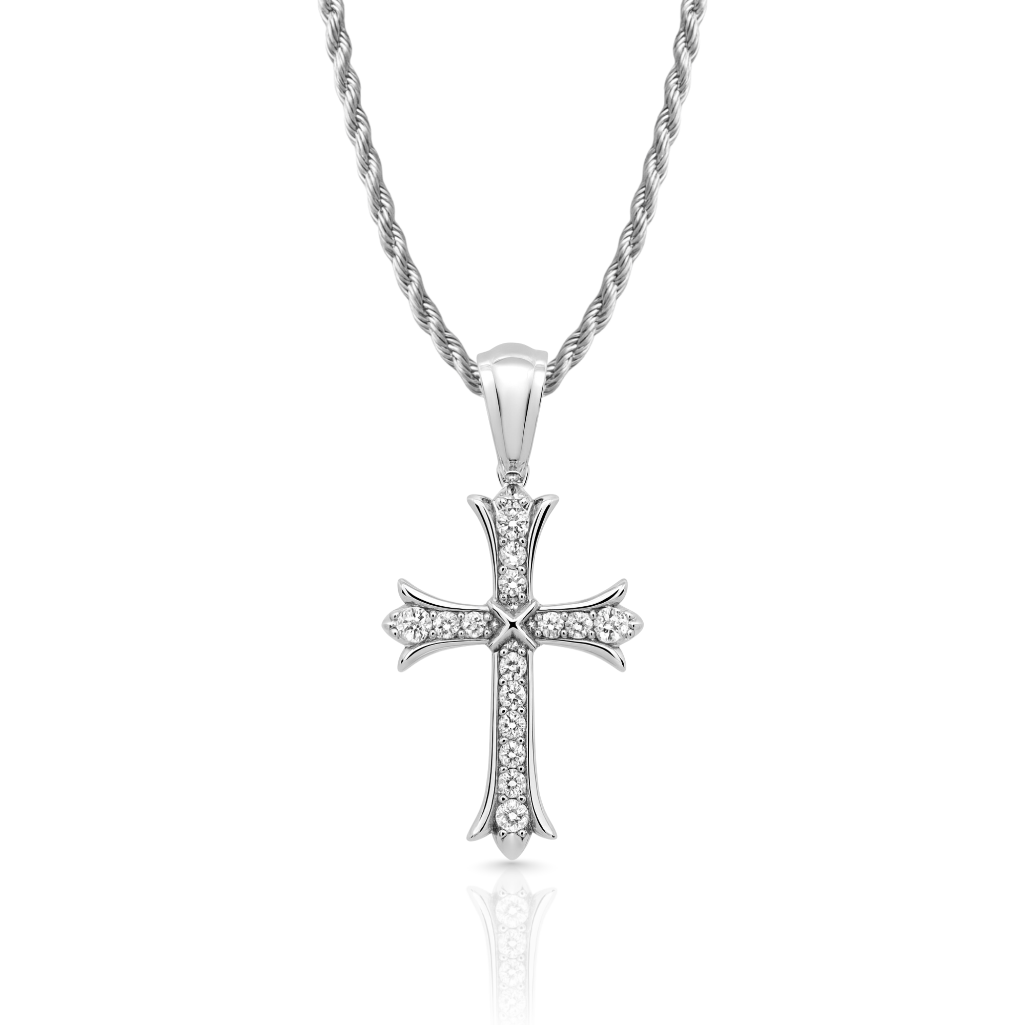 Roman Cross Pendant (White Gold)