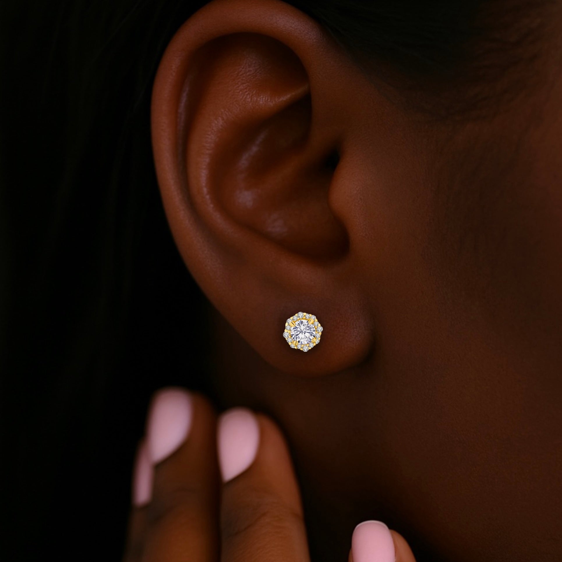 Moissanite Flower Gold Diamond Earrings 0.5cts