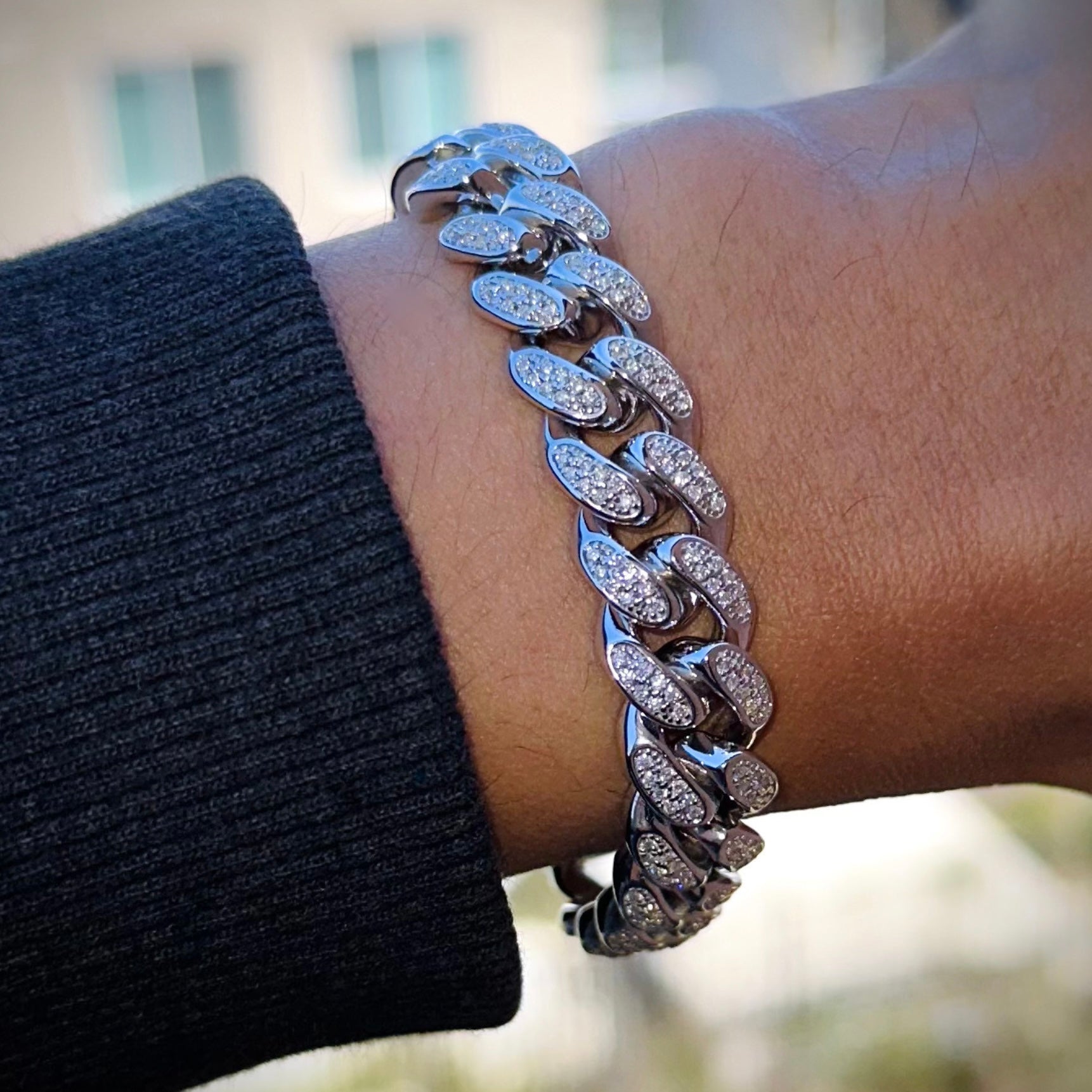 Moissanite Diamond Cuban Bracelet (12mm) 7.0cts