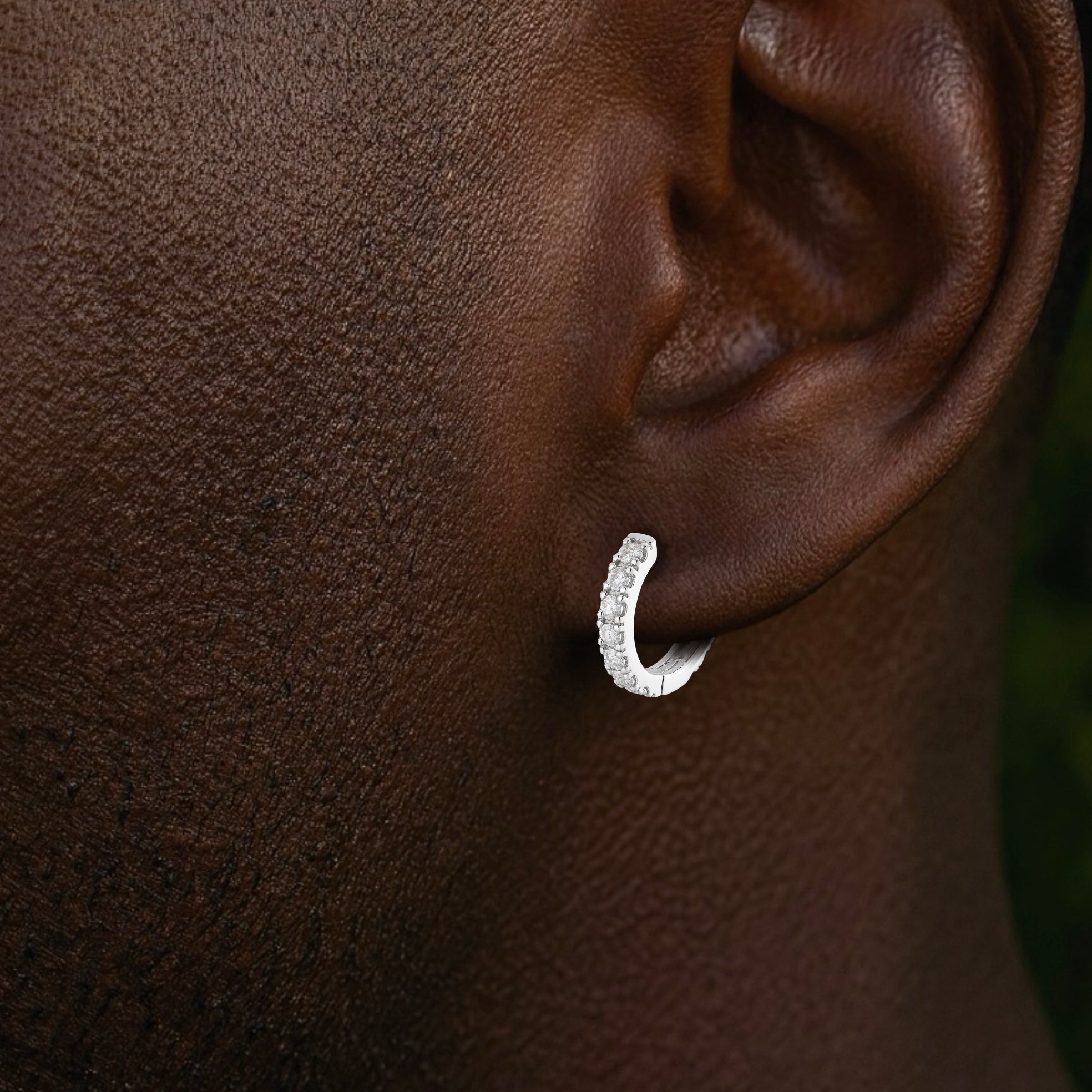 Tennis Hoop Silver Diamond Earrings