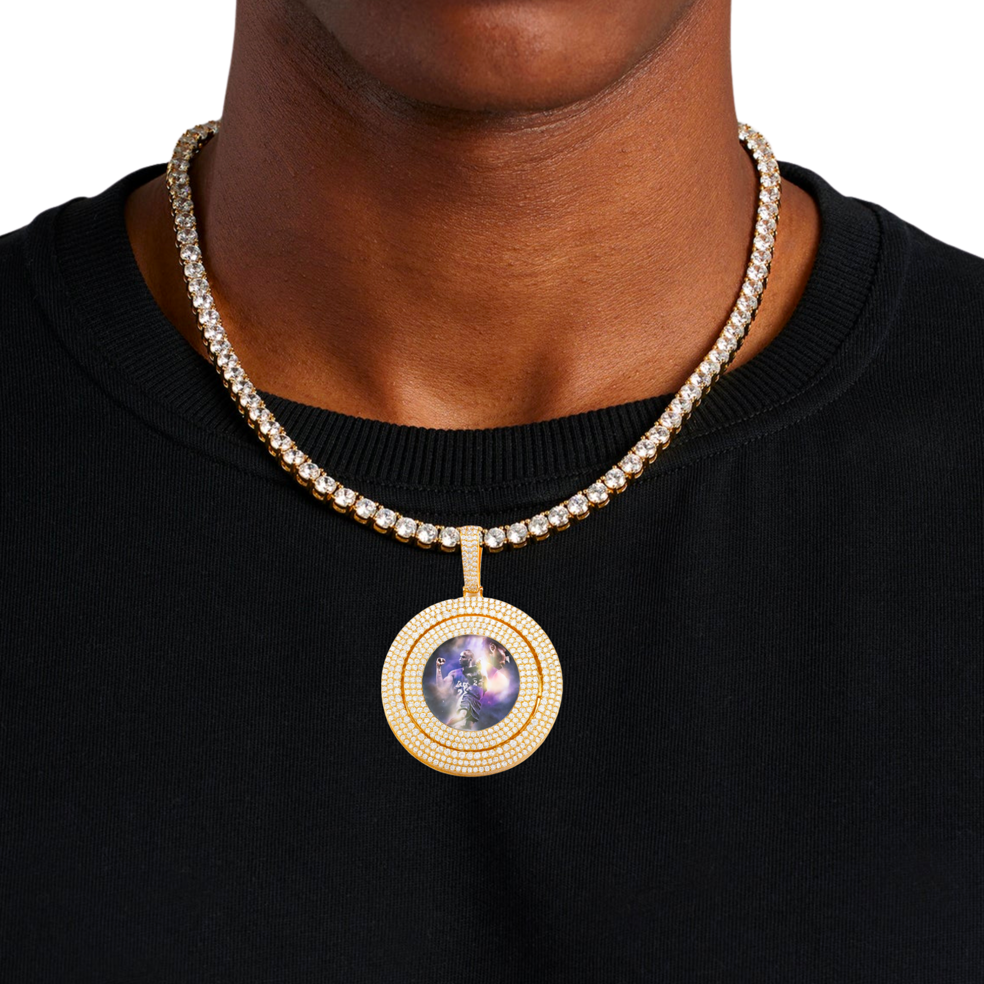 Spinning Diamond Custom Photo Pendant