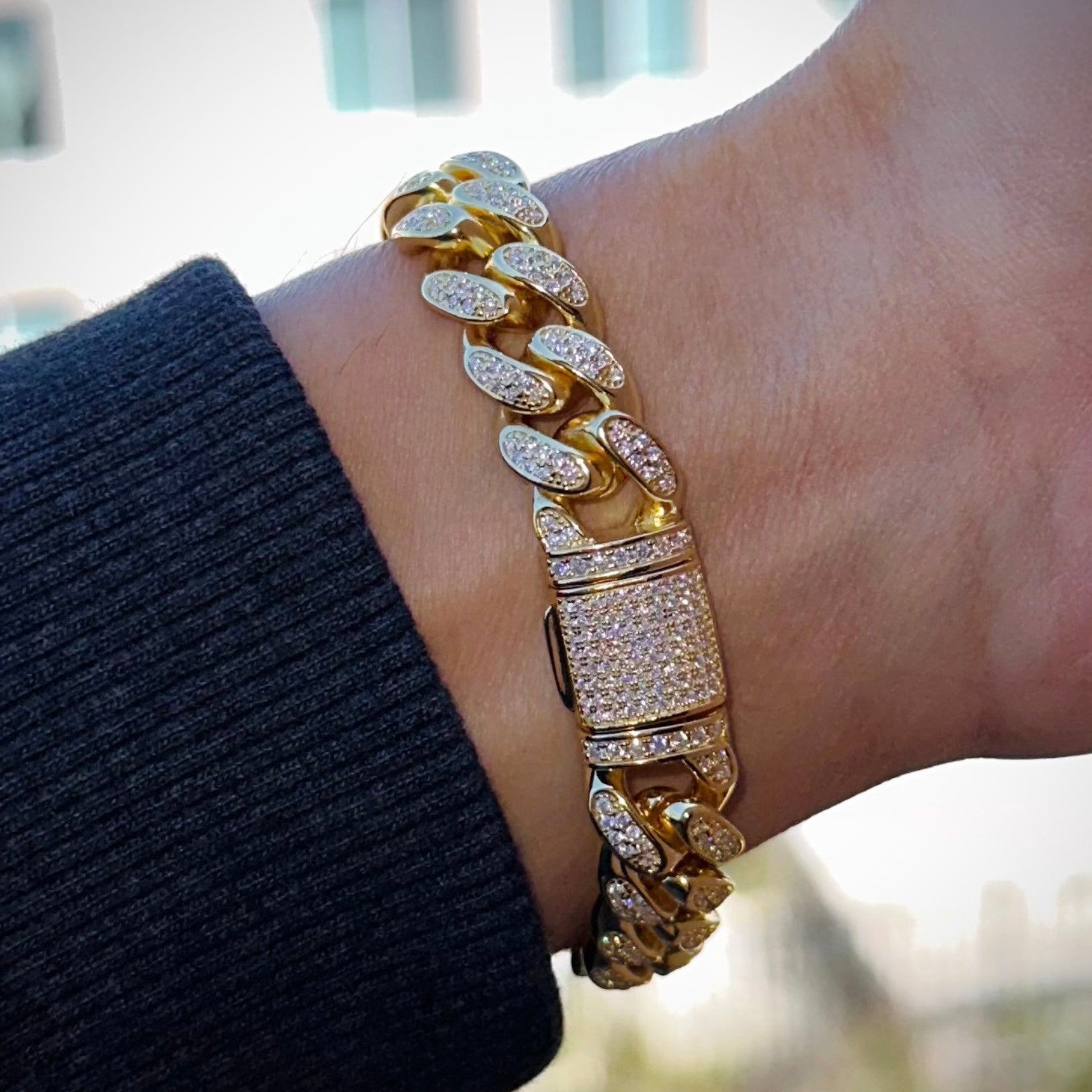 Moissanite Diamond Cuban Bracelet (12mm) 7.0cts