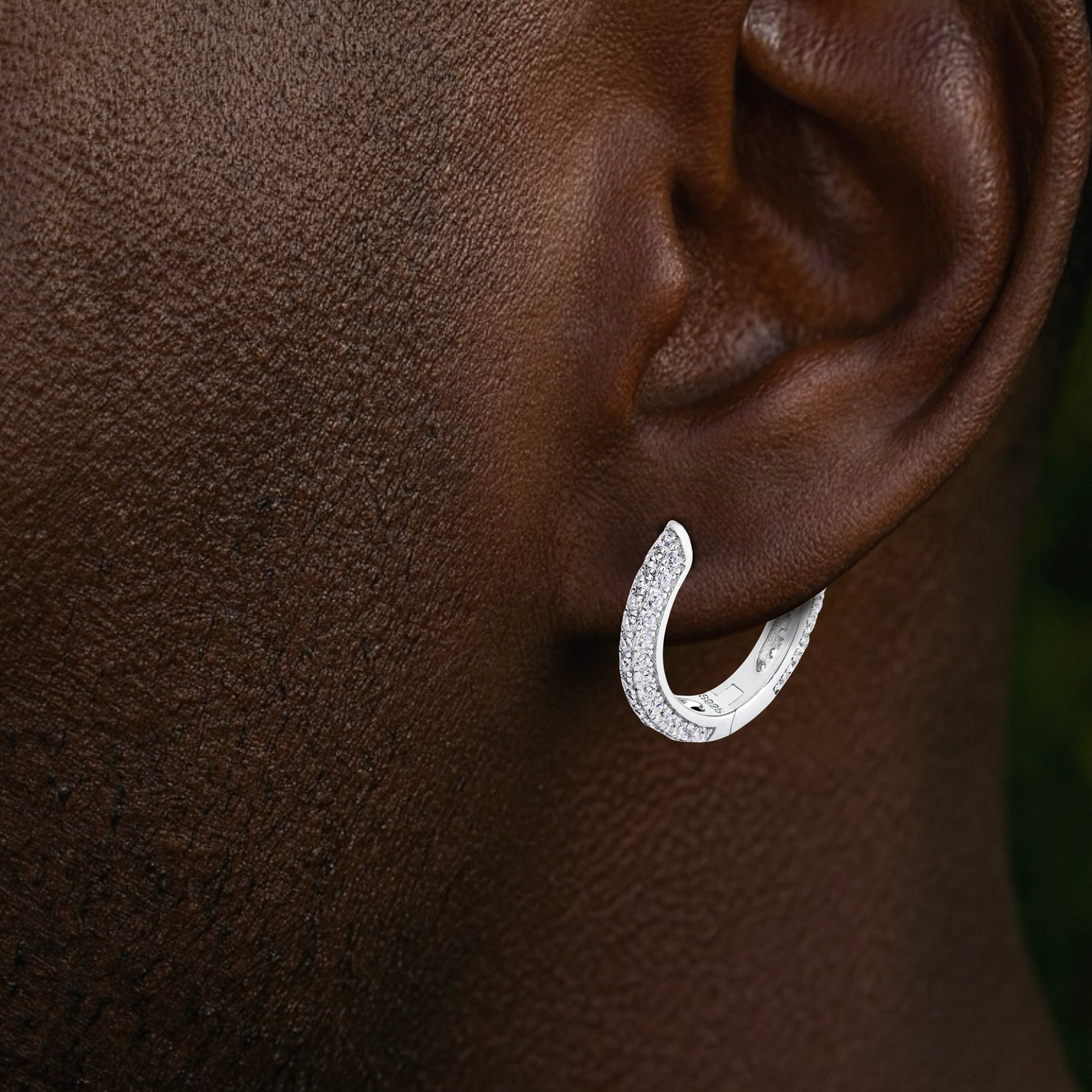 Hoop Diamond Silver Earrings