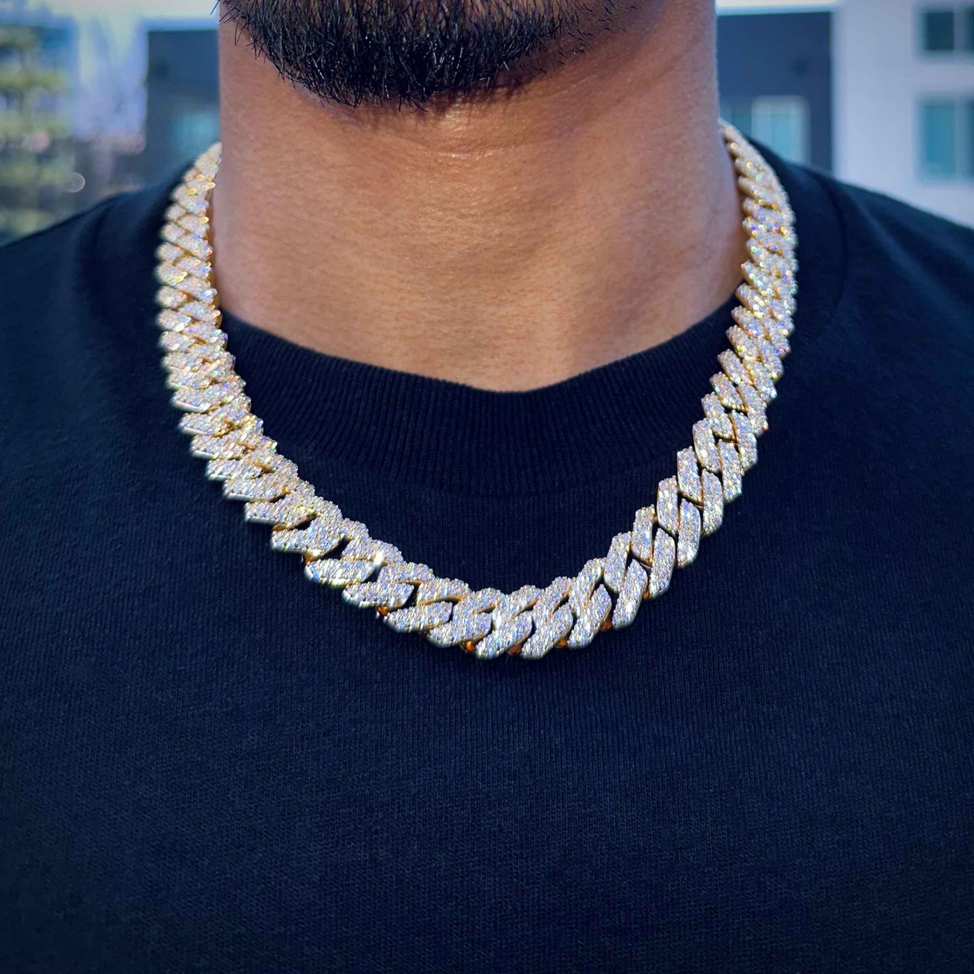 Moissanite Diamond Prongs Chain (14mm) 34cts