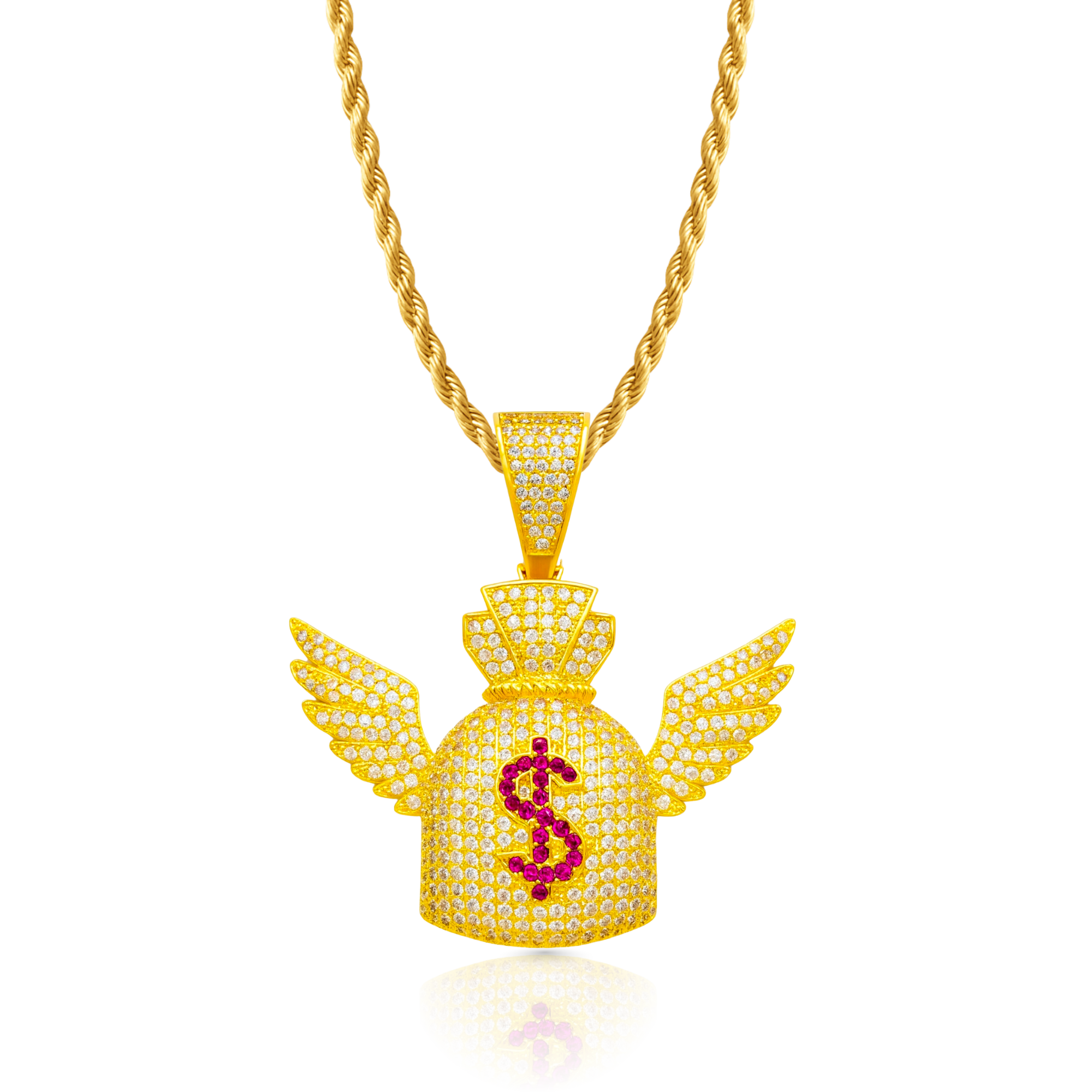 Money Wings Diamond Gold Pendant