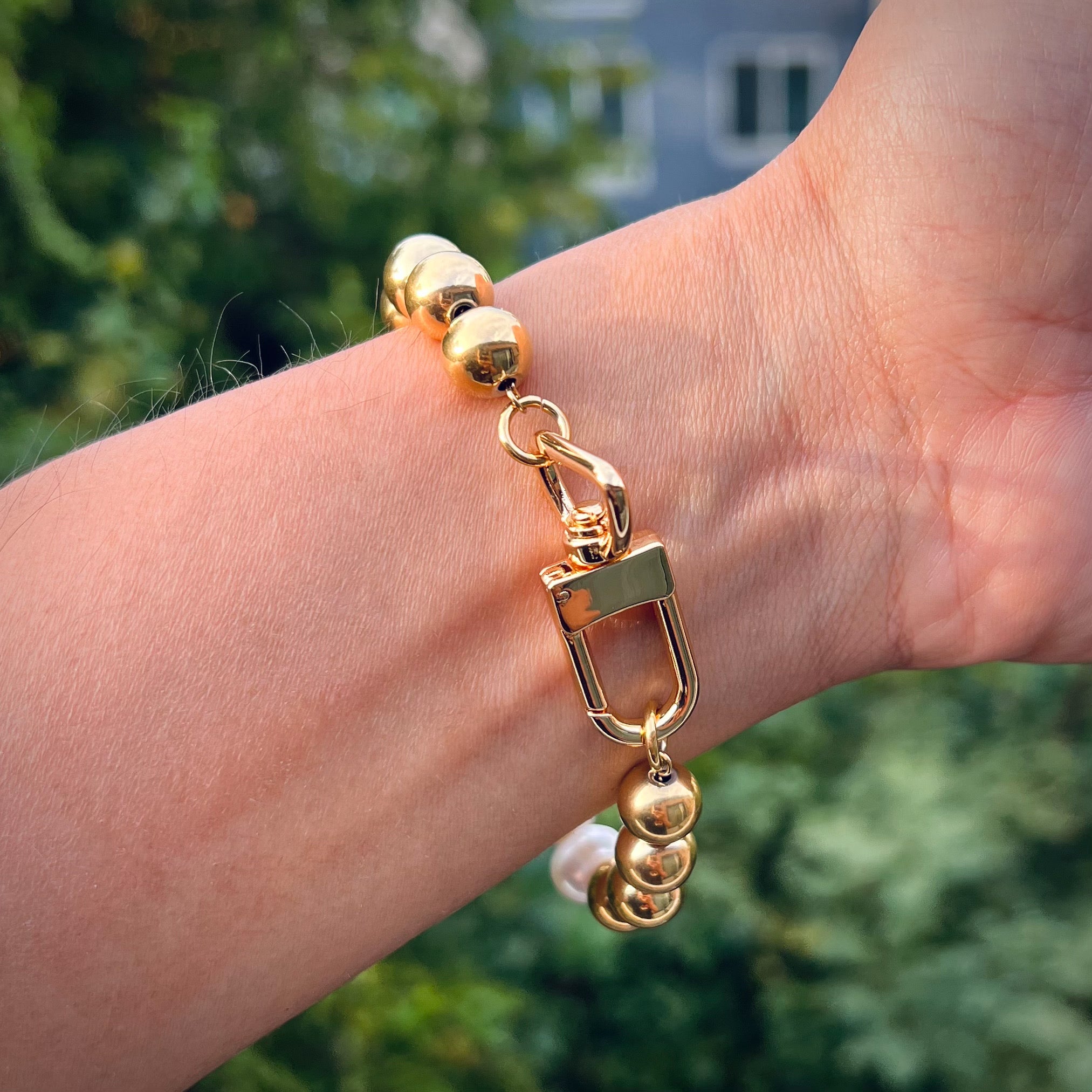 Pearl Gold Beads Bracelet 10mm