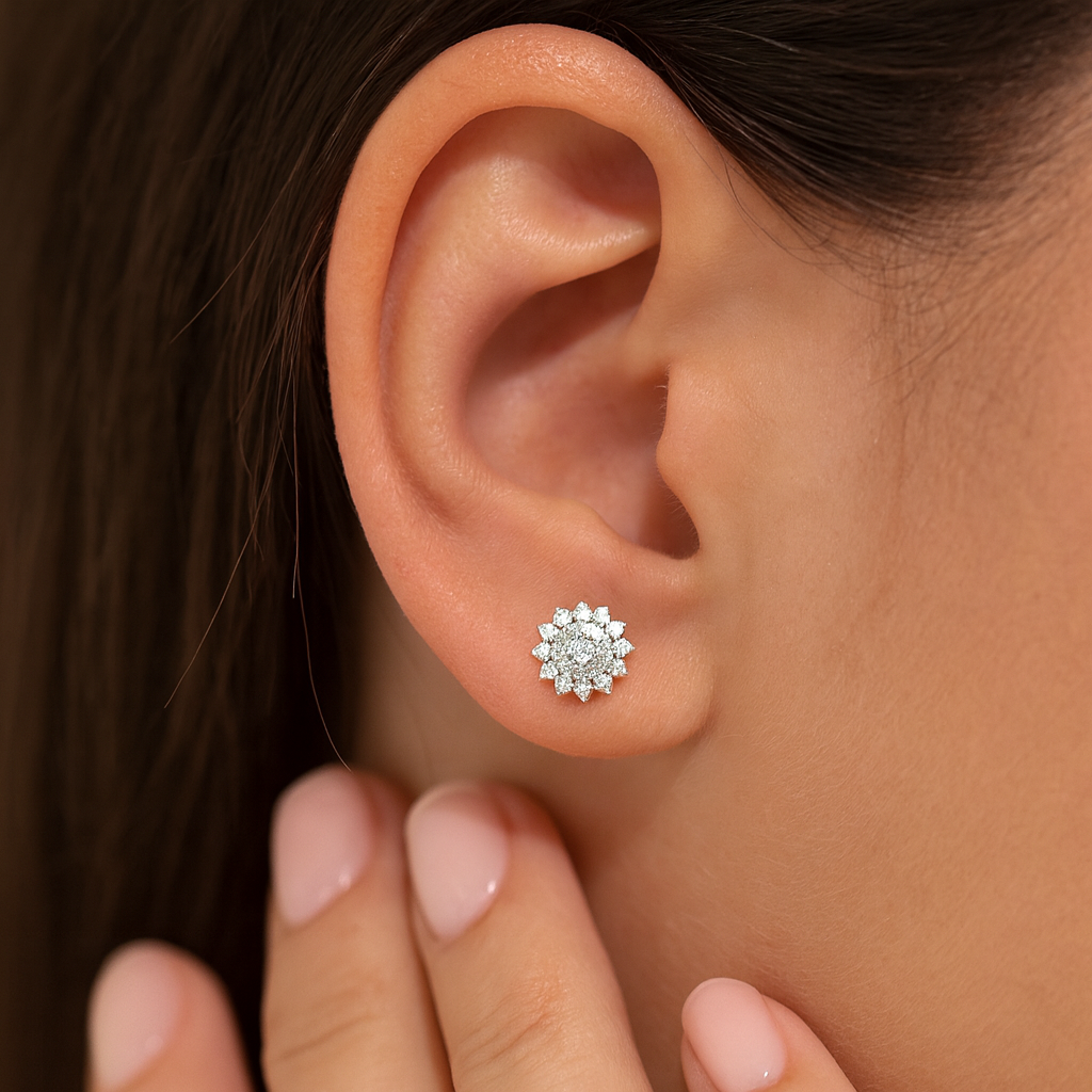 Moissanite Flower Earrings 1.0cts