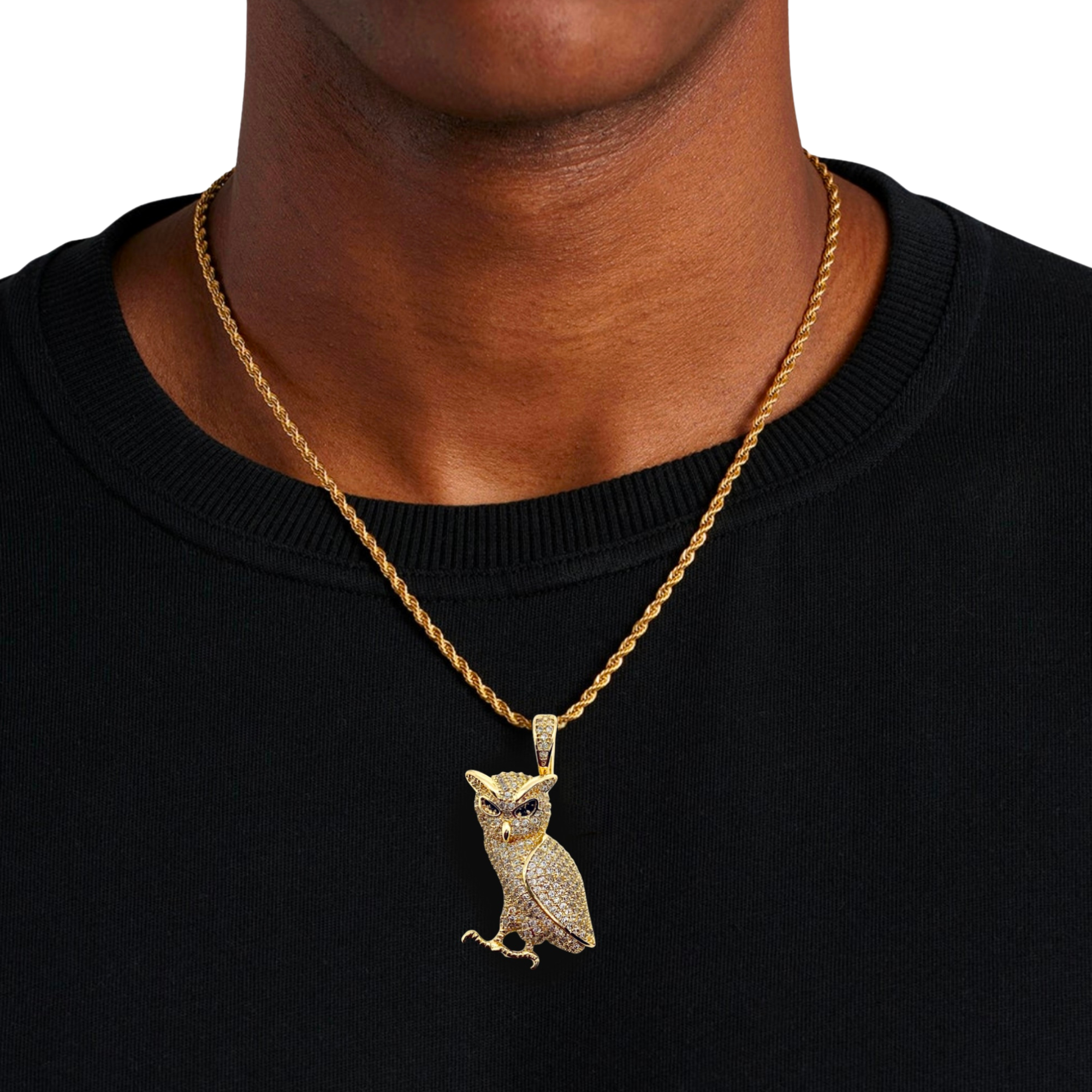 Owl Diamond Gold Pendant
