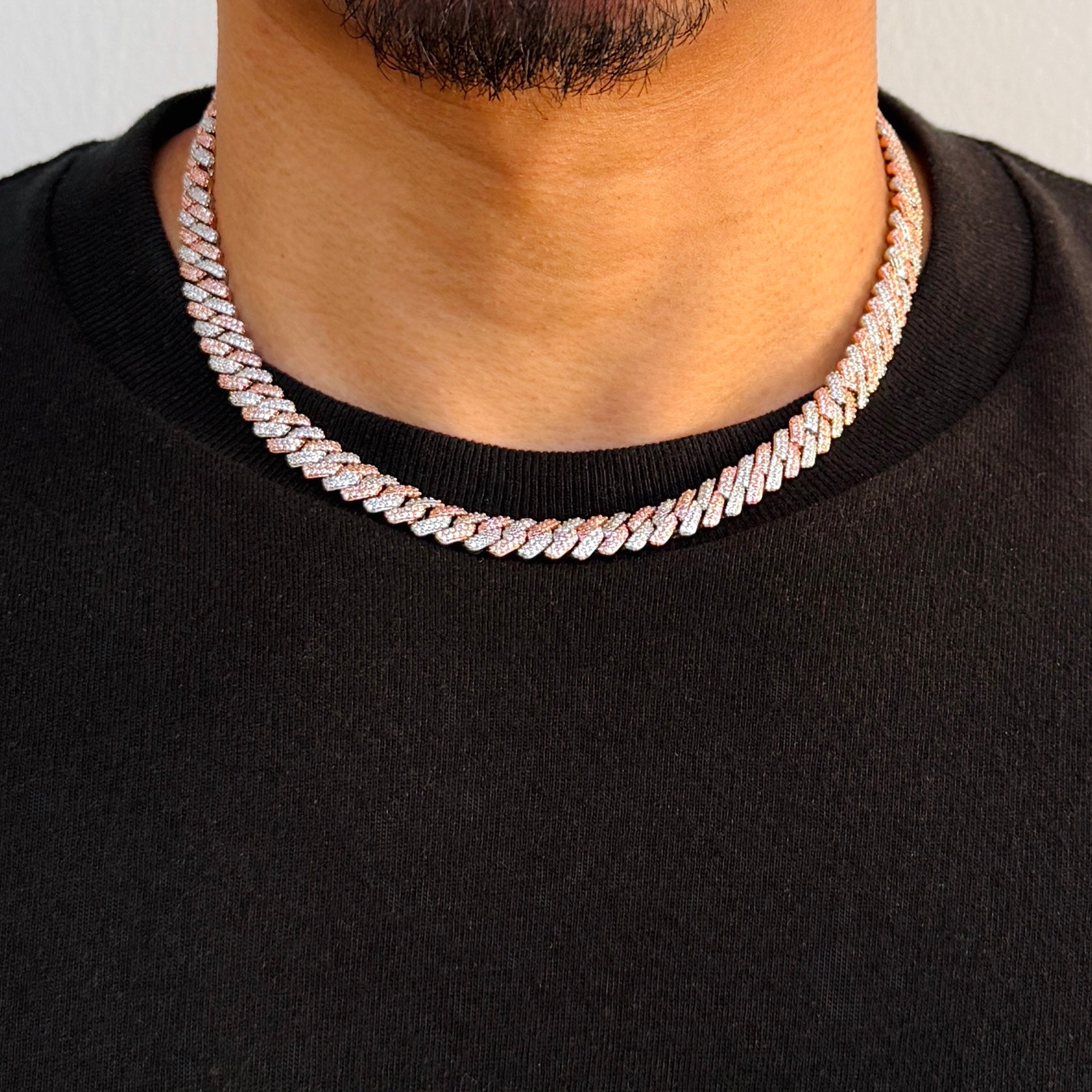 Two Tone Diamond Prong Chain 8mm