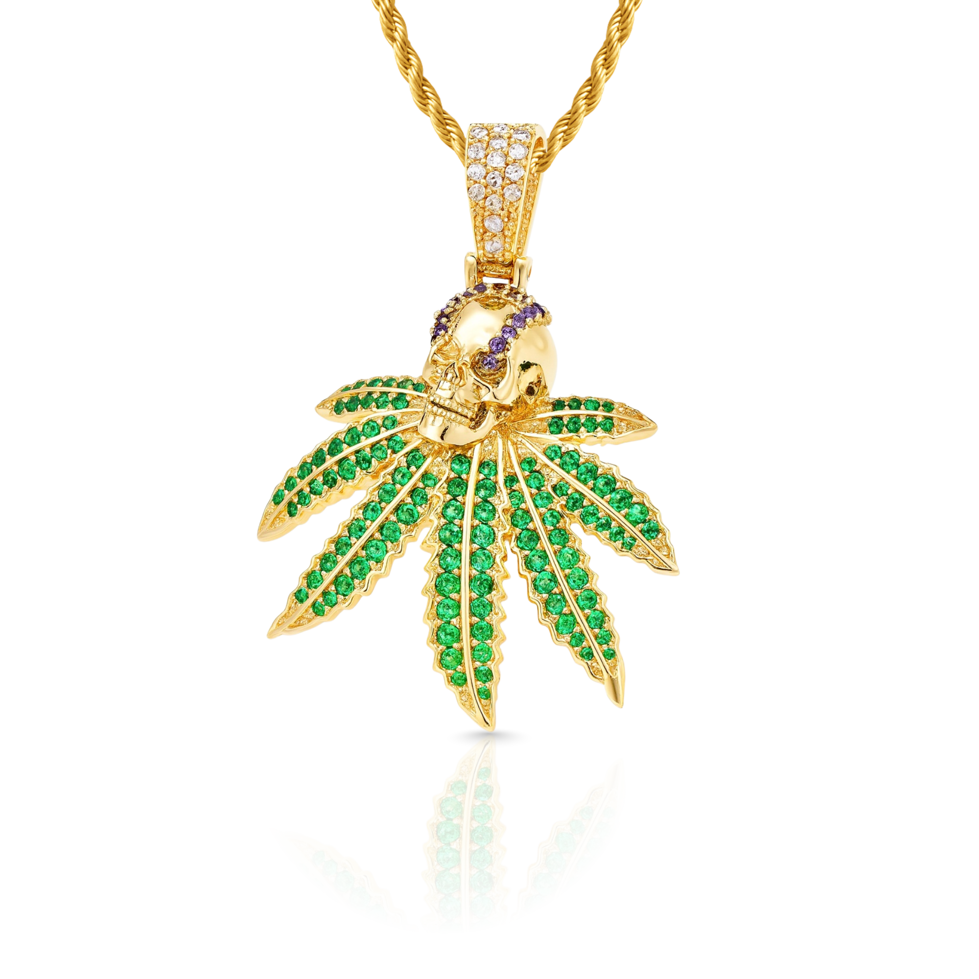 Weed Iced Out Gold Pendant