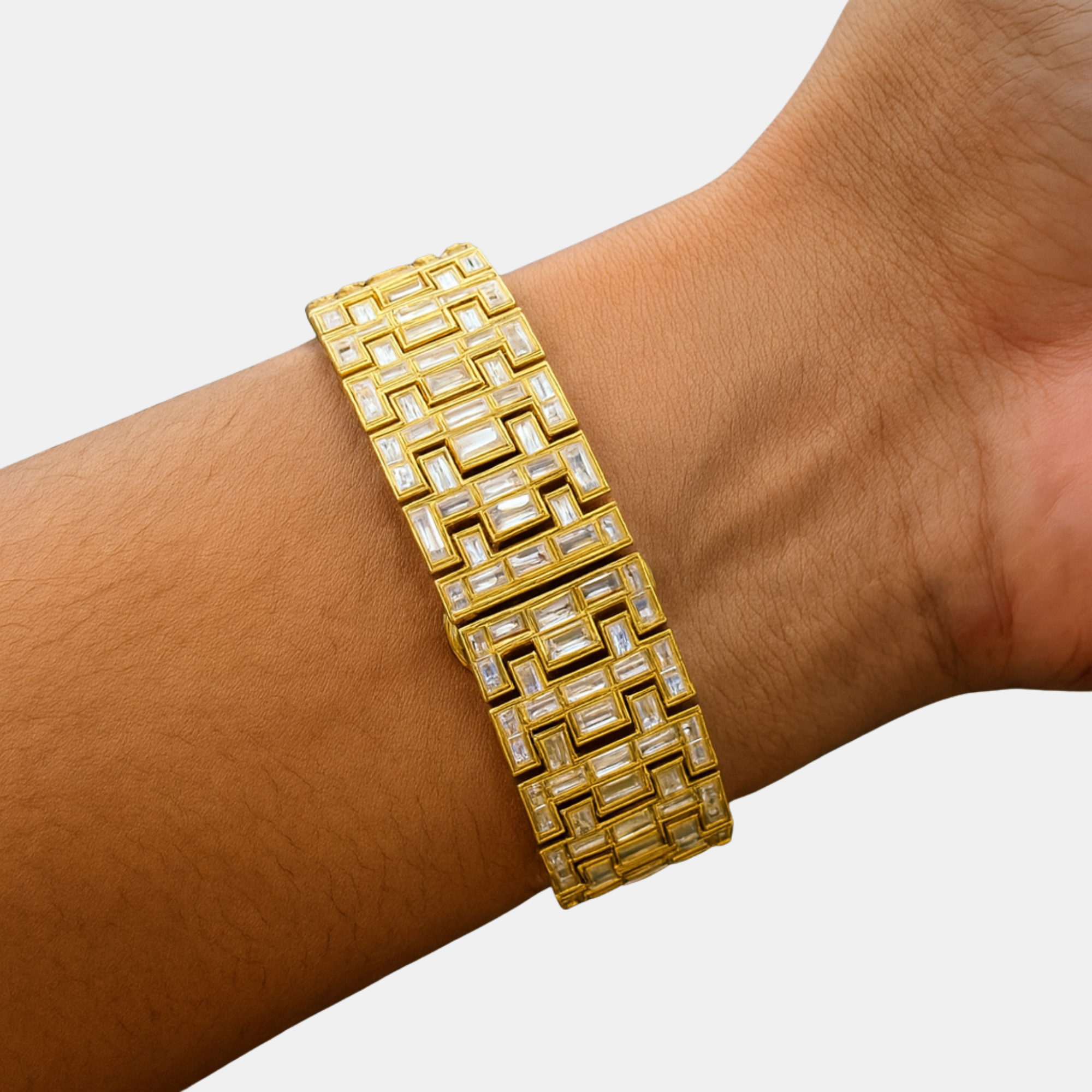 GStars Skeleton Baguette Diamond Gold Watch