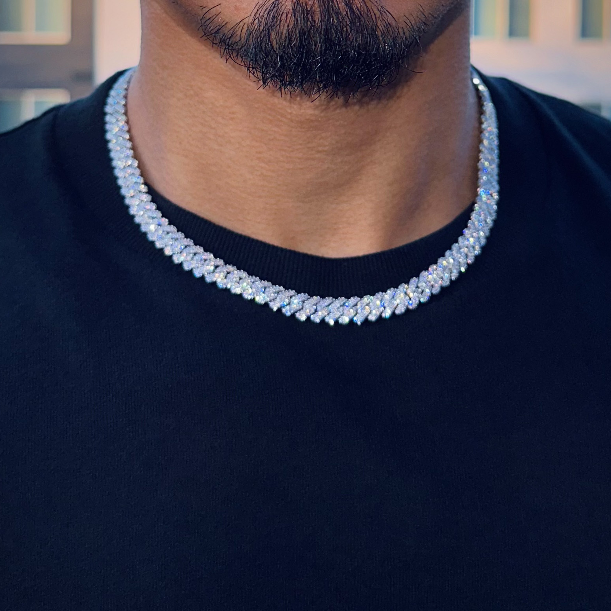 Moissanite Diamond Prongs Chain (8mm) 12cts