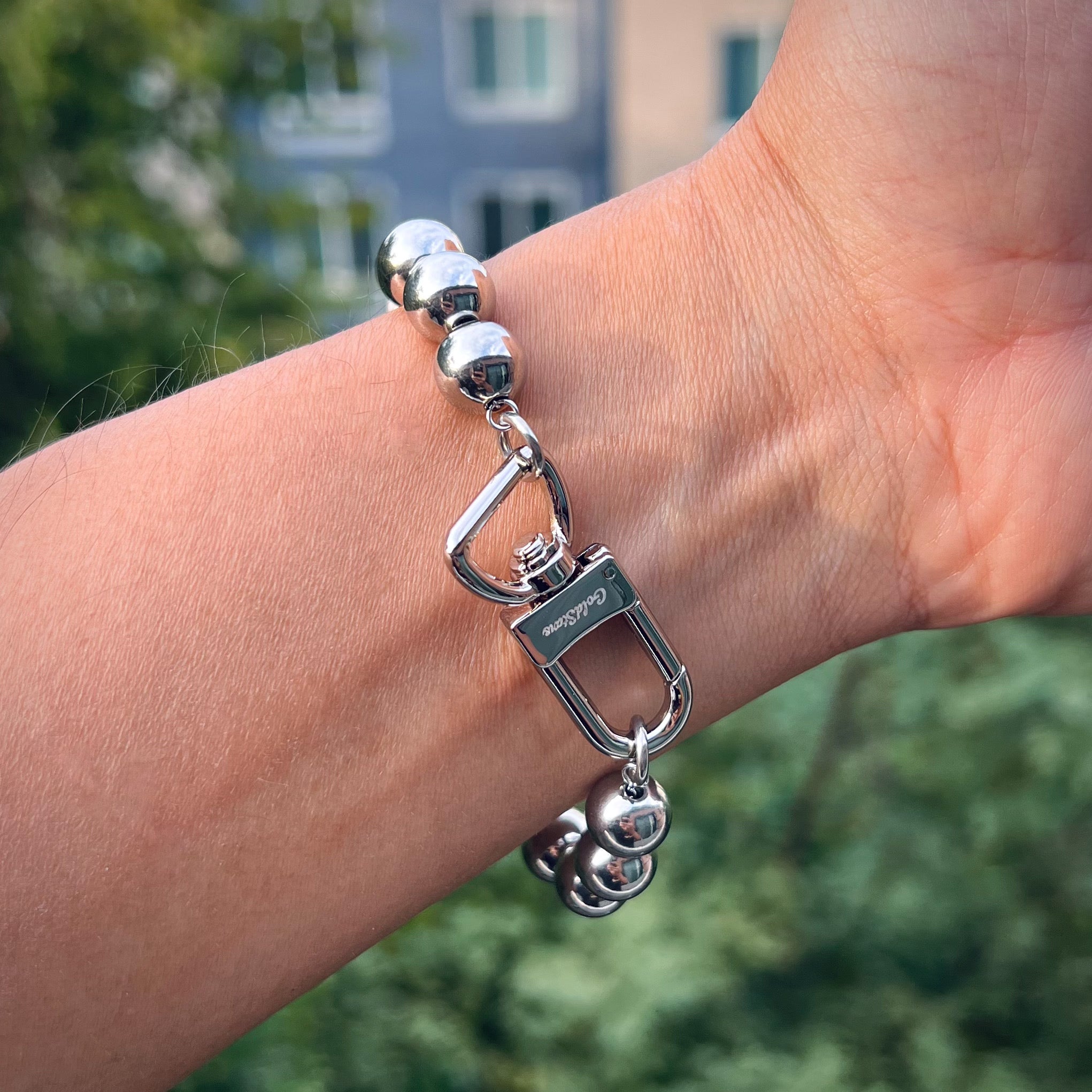 Pearl White Gold Beads Bracelet 10mm