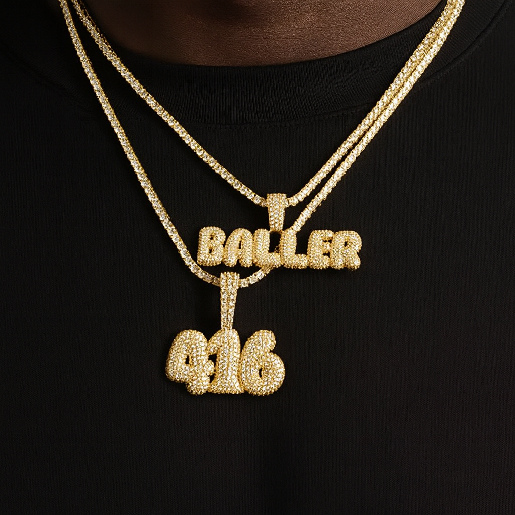 Small Bubble Letter Custom Pendant