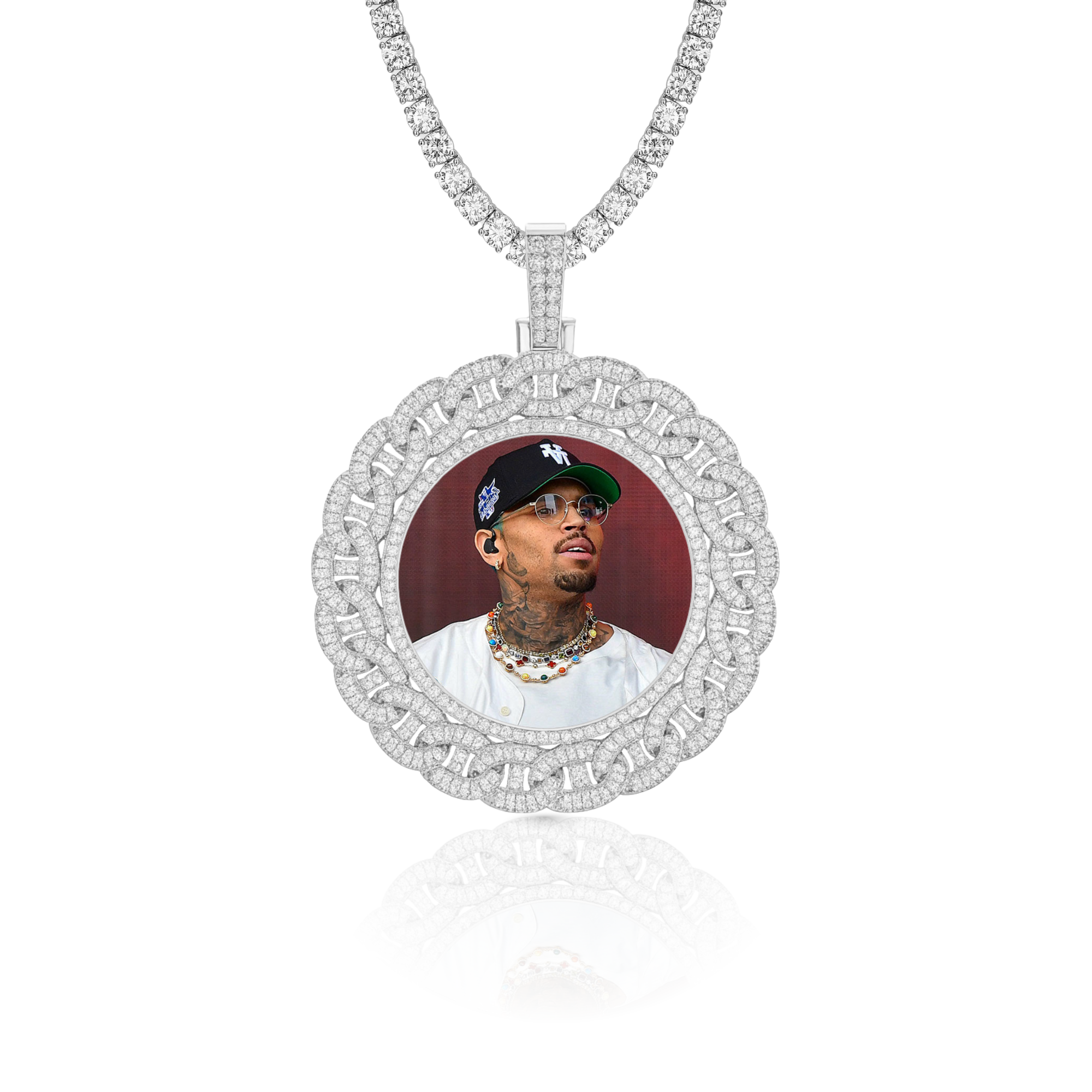 Baguette Link Custom Photo Pendant