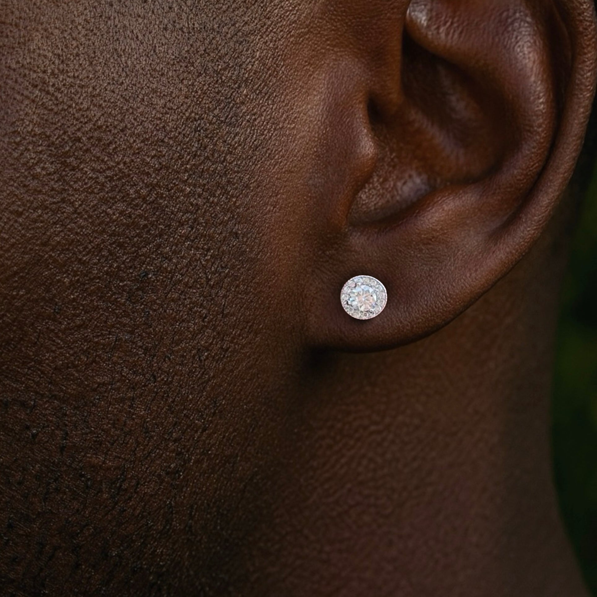 Moissanite Round Clustered Silver Diamond Earrings .05cts