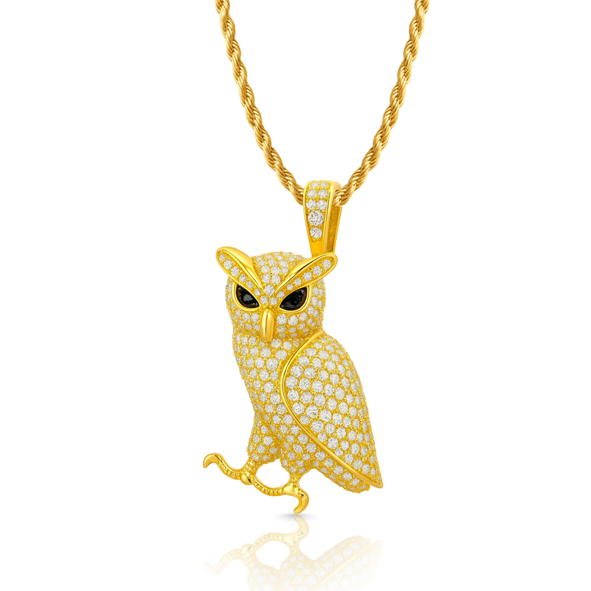 Owl Diamond Gold Pendant