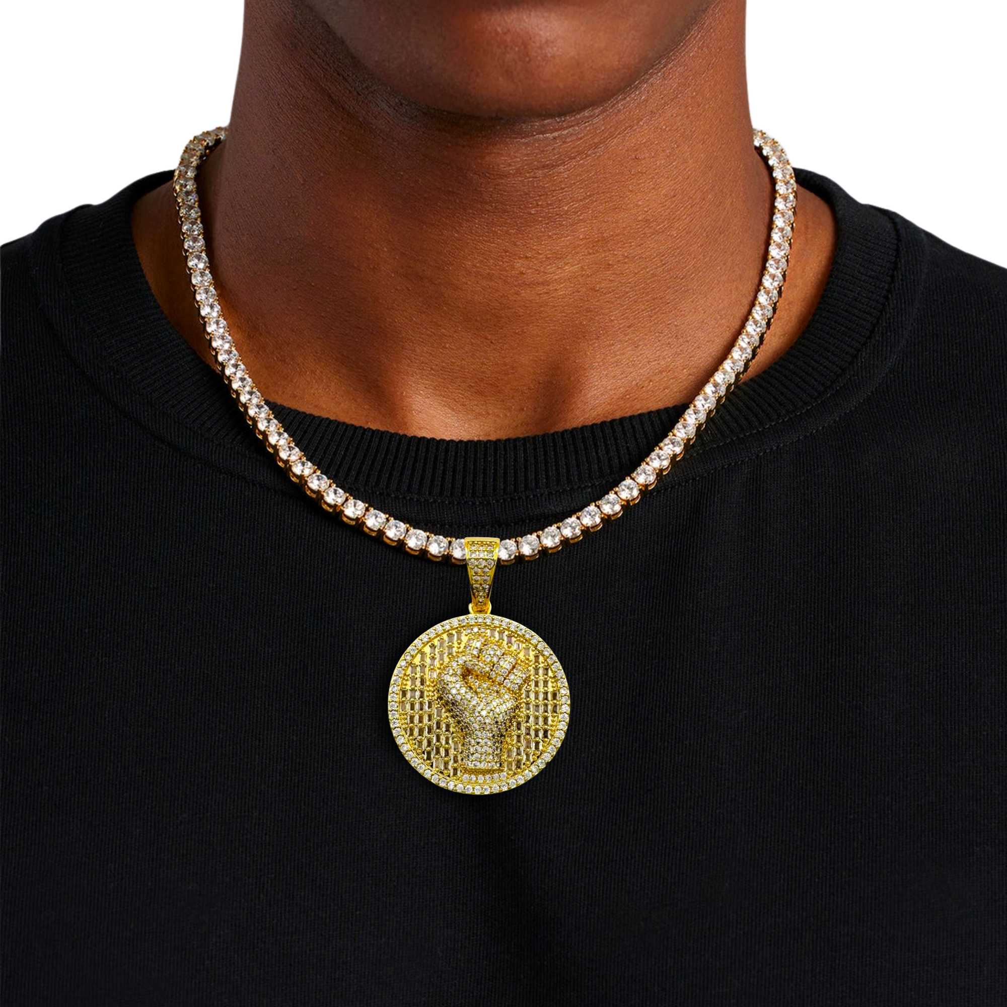 Power Fist Diamond Gold Pendant