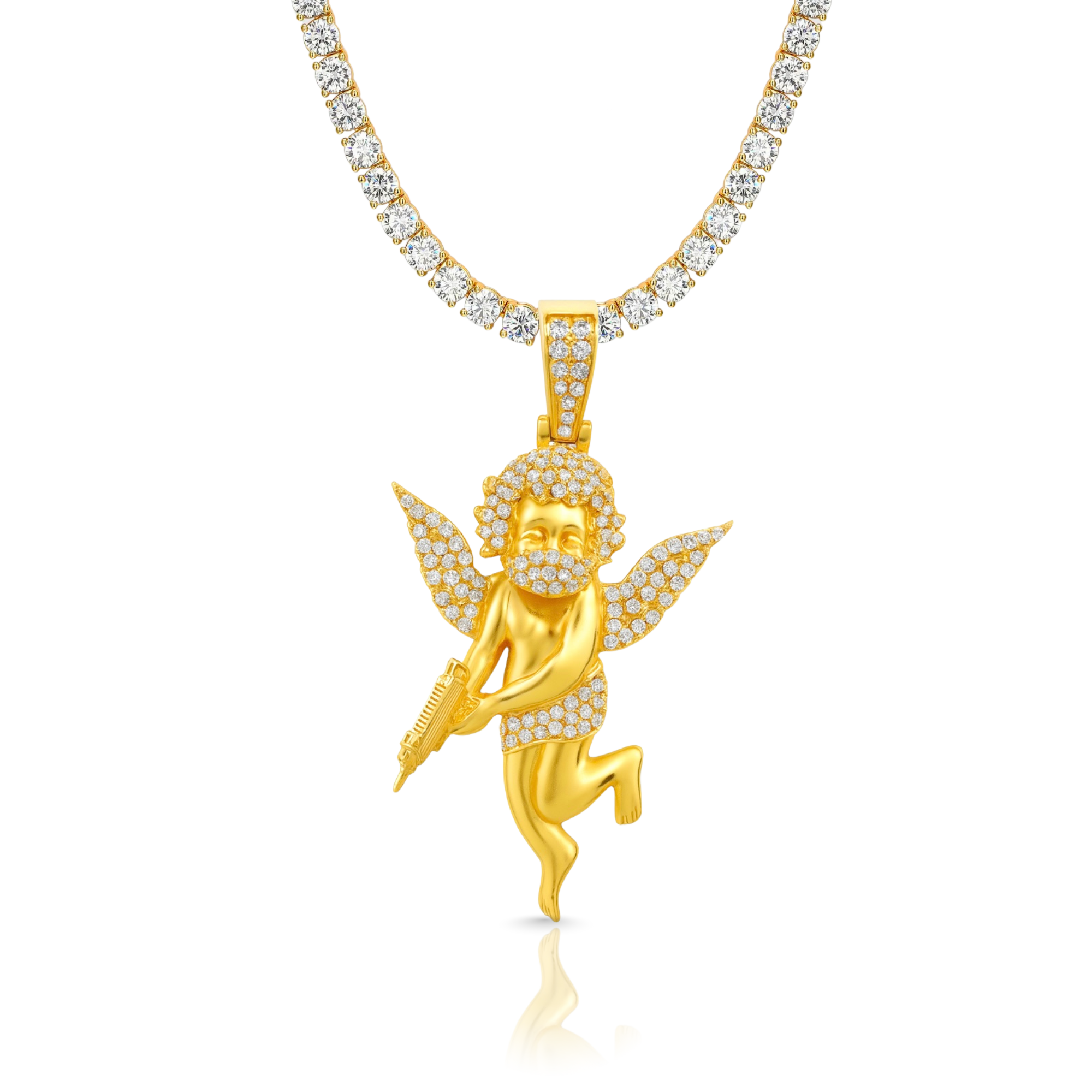 Moissanite Angel Gold Pendant 1.0cts