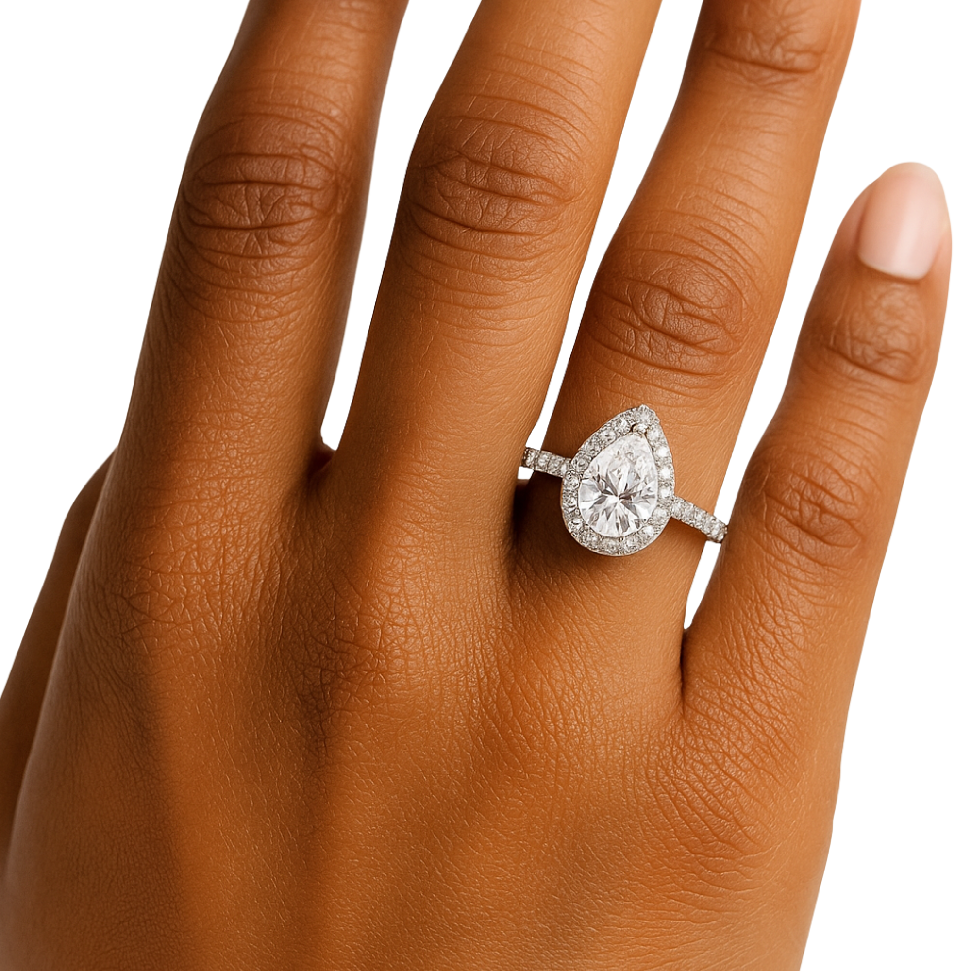 Moissanite Pear Diamond Ring (1.0ct)