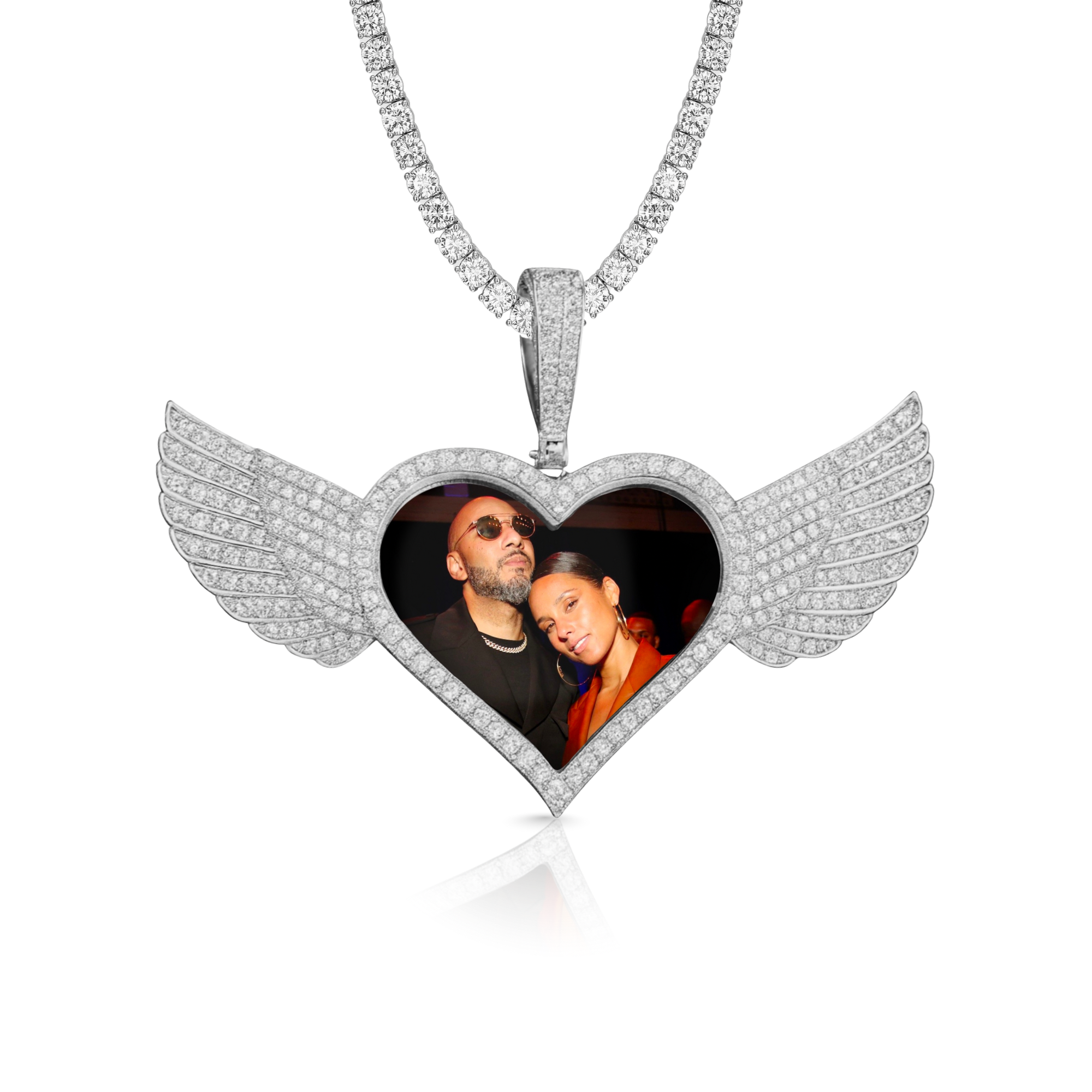 Heart Wing Diamond Custom Photo Pendant
