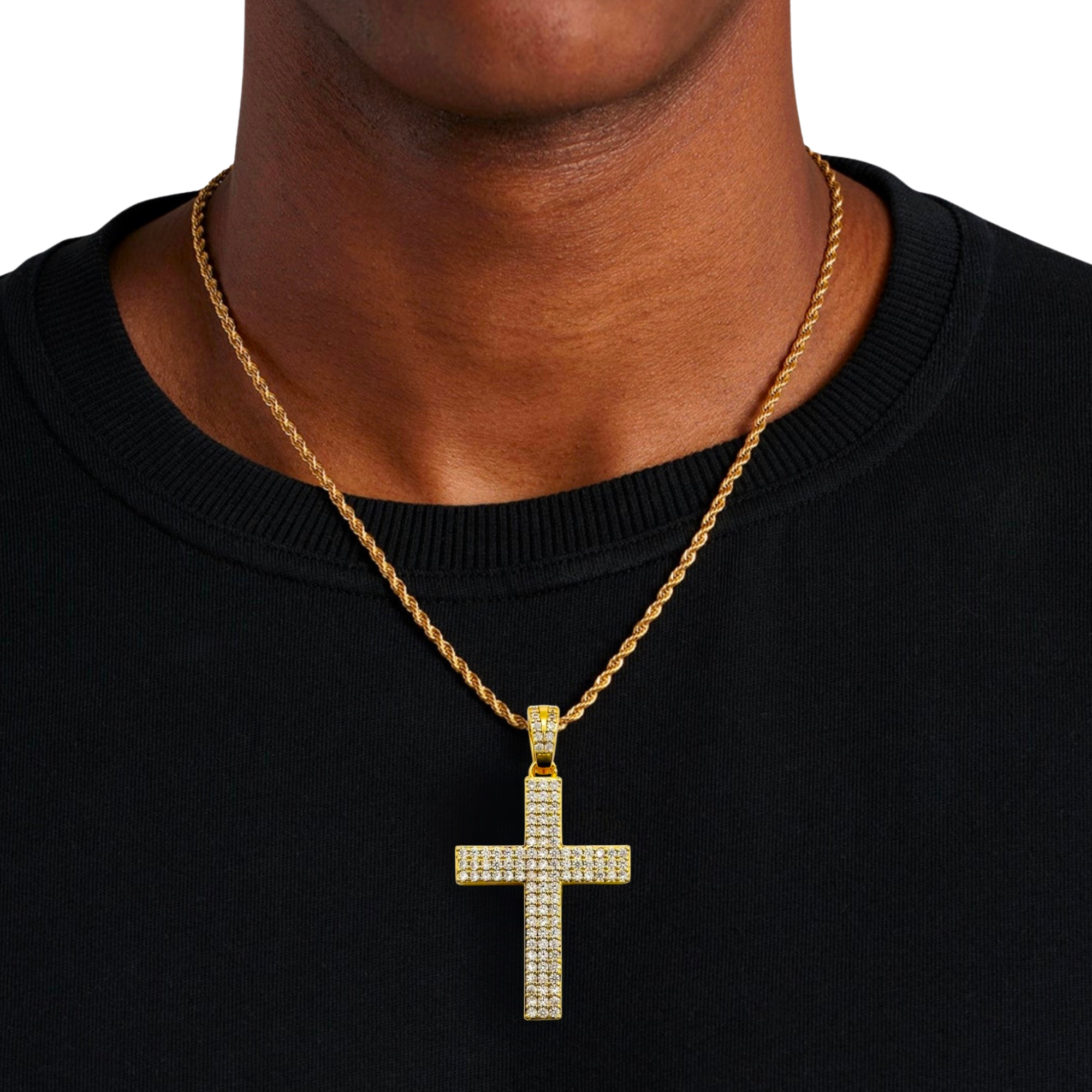Diamond Paved Cross Gold Pendant