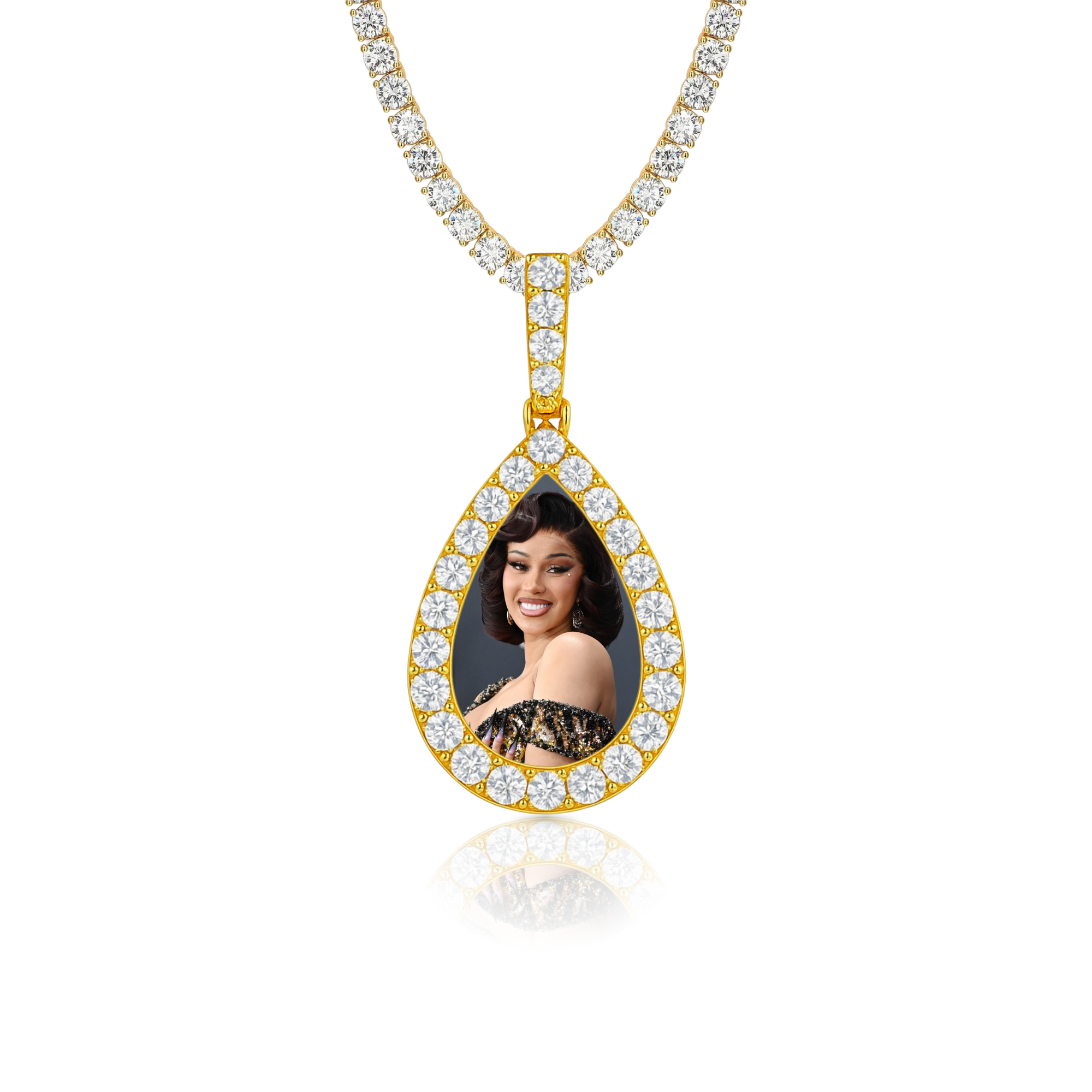 Diamond Drop Custom Photo Pendant
