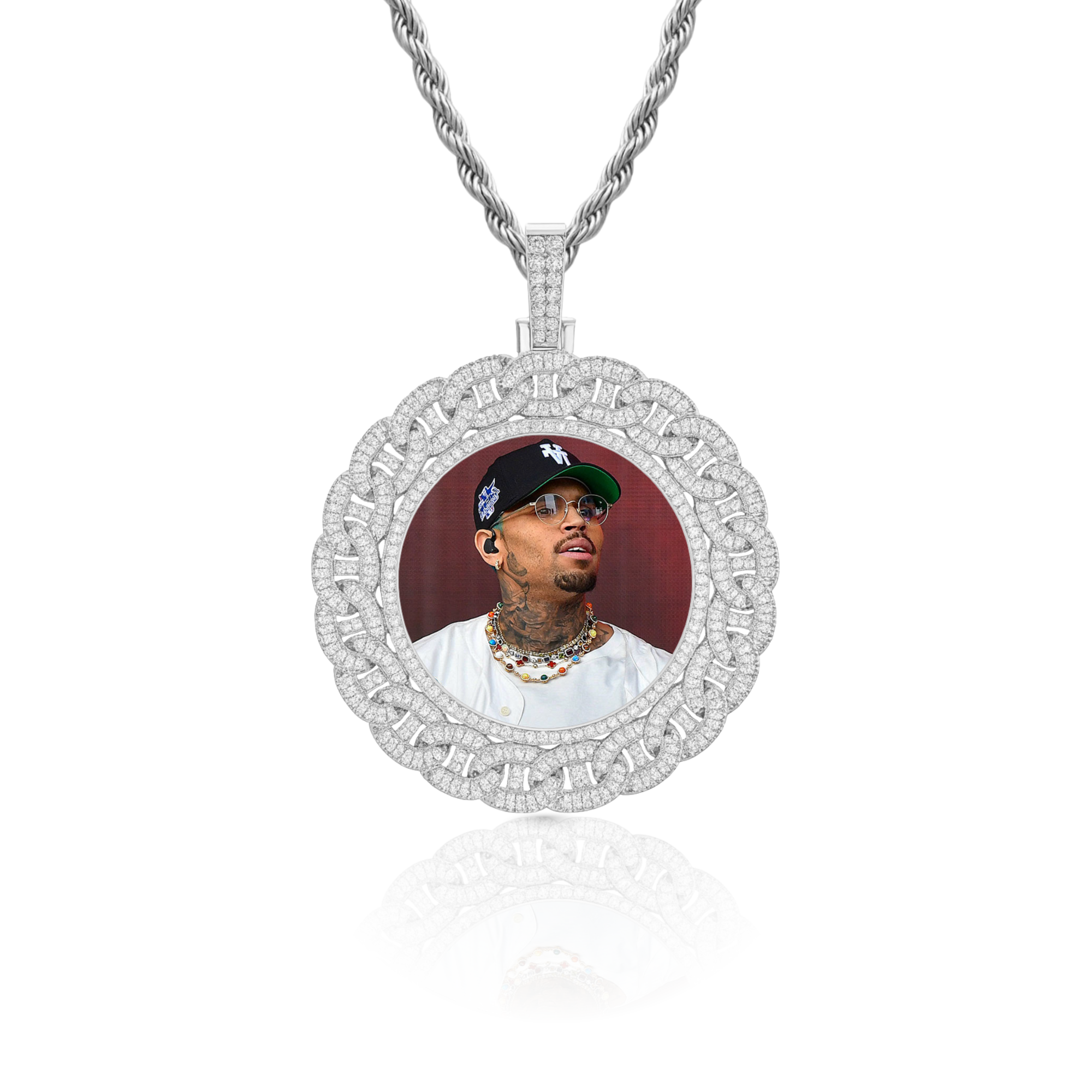 Baguette Link Custom Photo Pendant