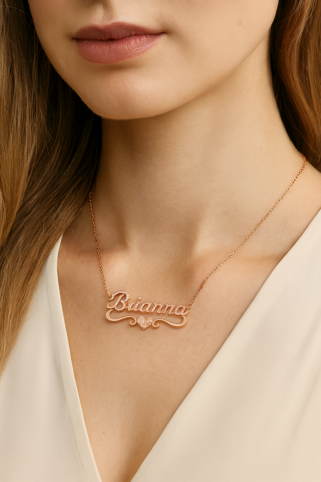 Cursive Heart Diamond Custom Pendant