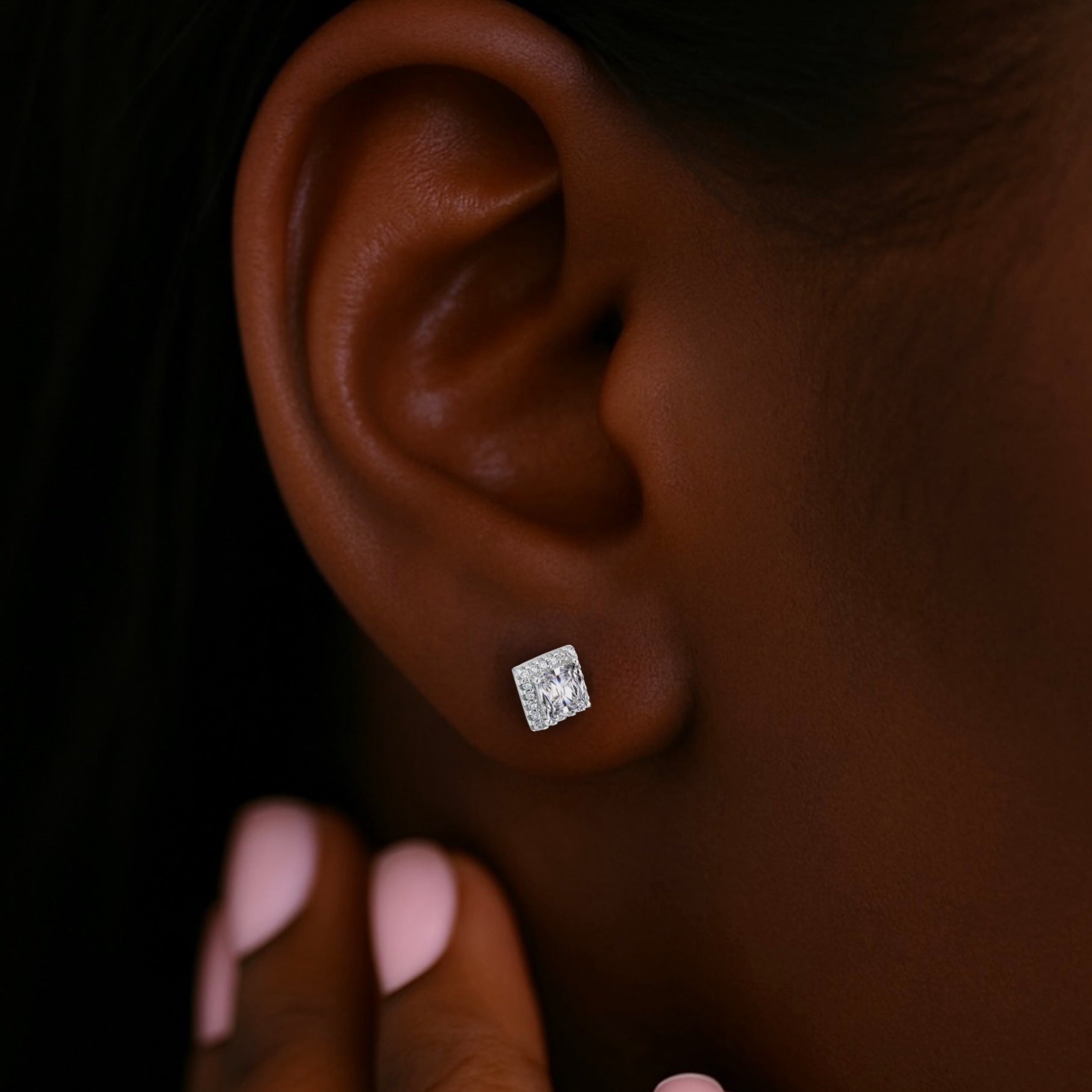 Moissanite Brilliant Silver Diamond Earrings 0.5cts