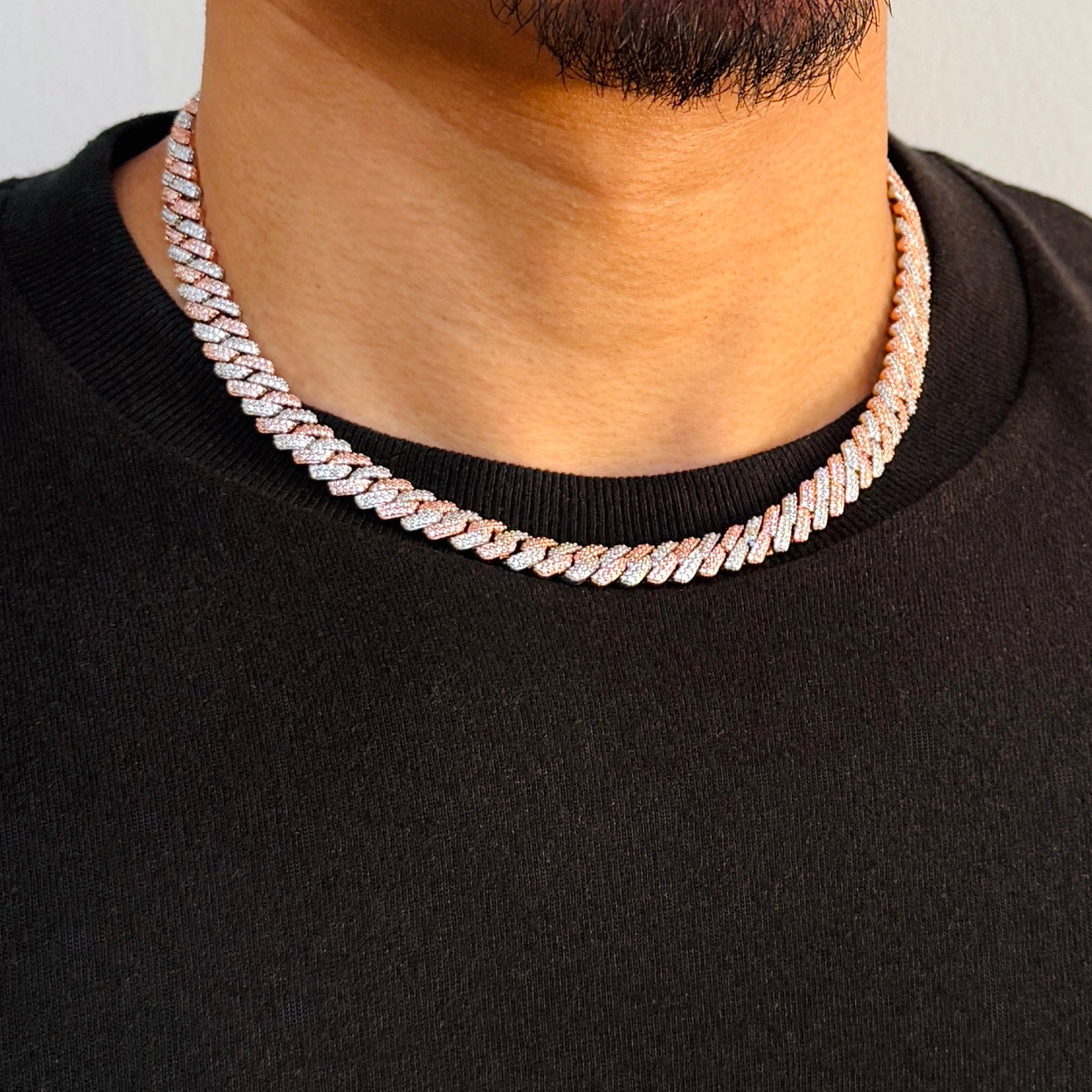 Two Tone Diamond Prong Chain 8mm