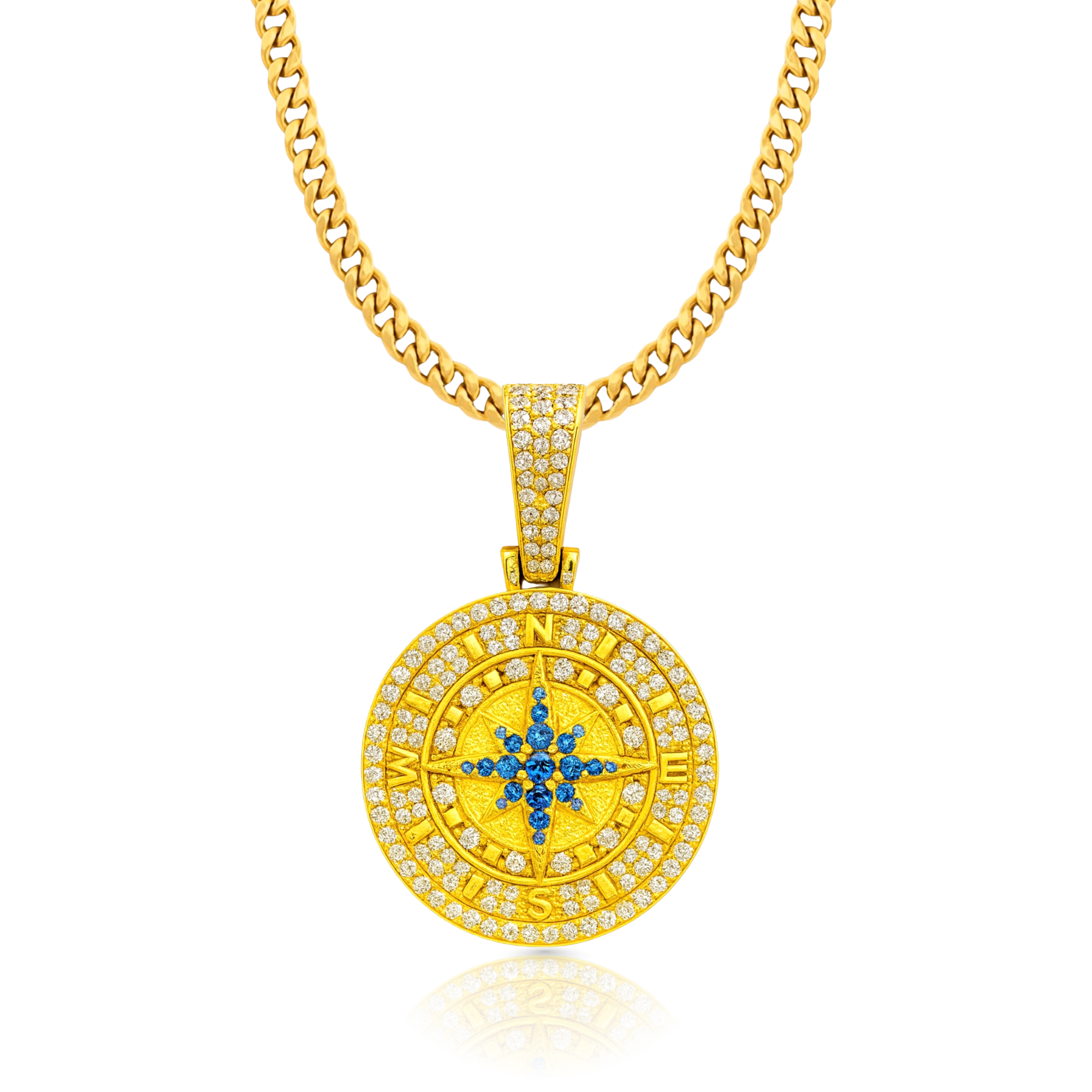 Compass Diamond Gold Pendant