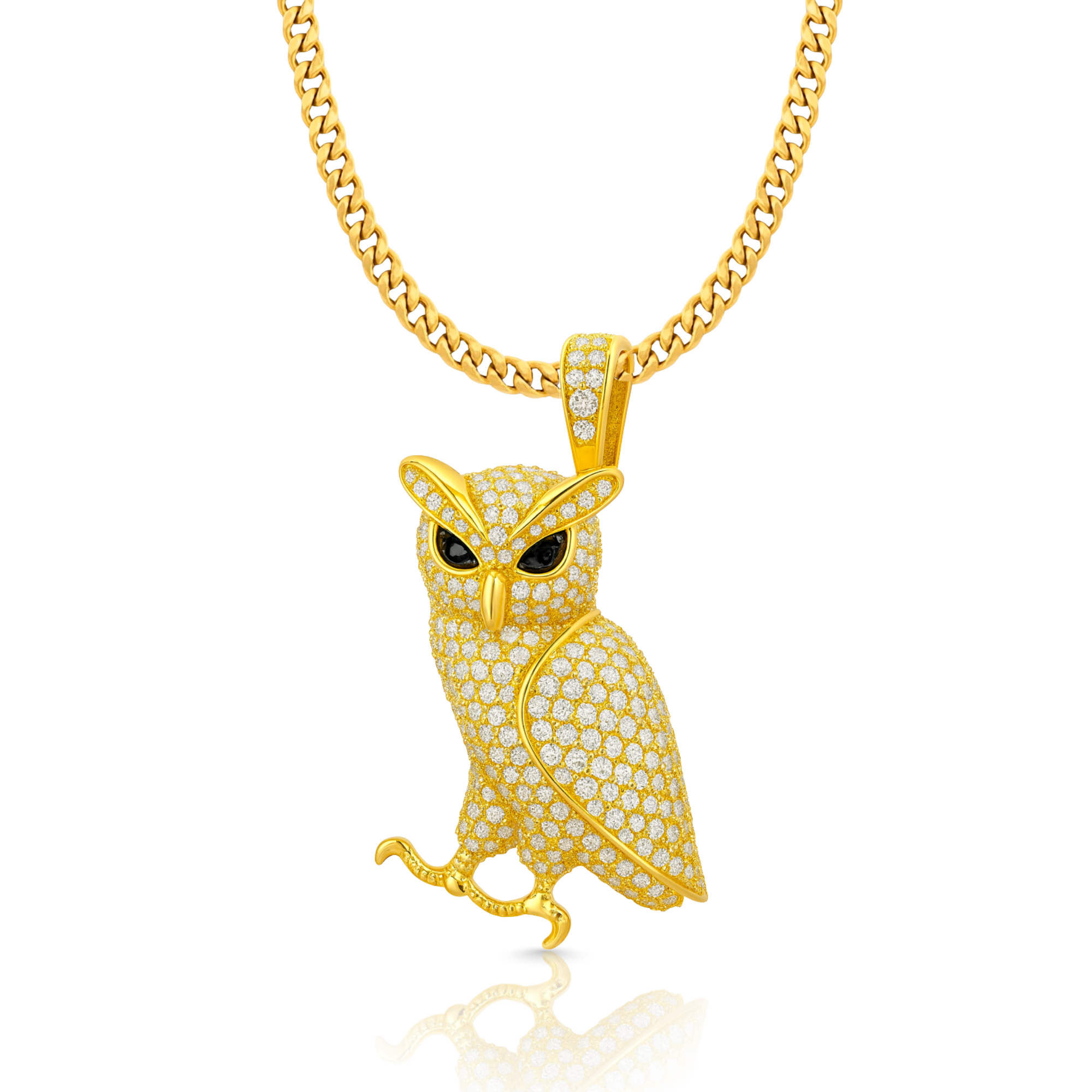 Owl Diamond Gold Pendant