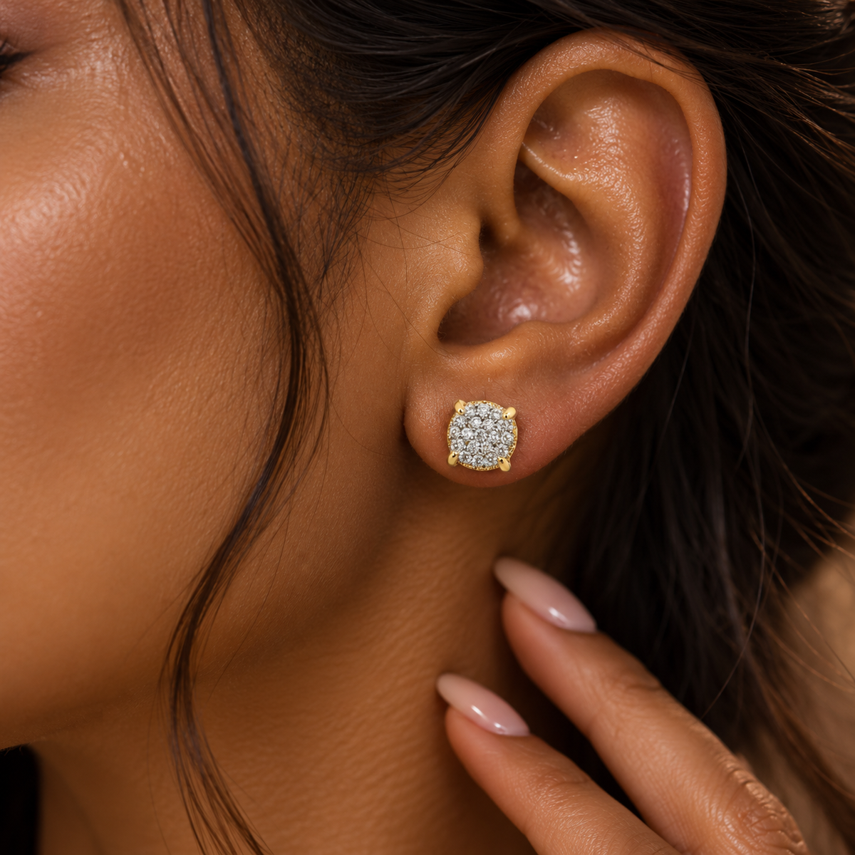 Cuban Round Diamond Earrings
