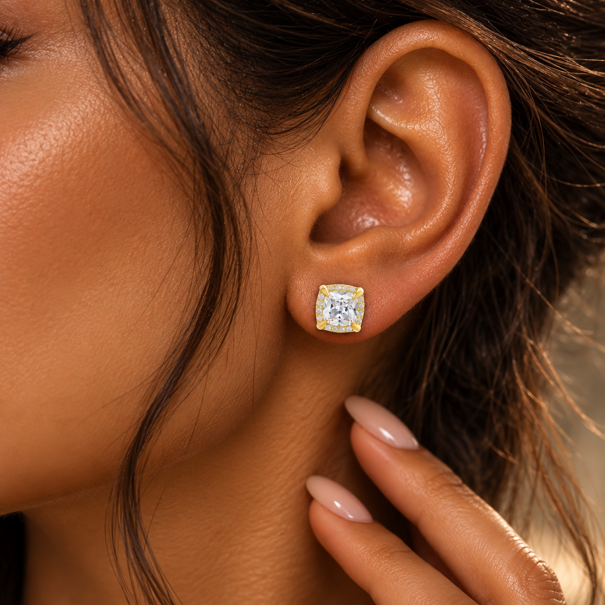 Clustered Gold Diamond Earrings