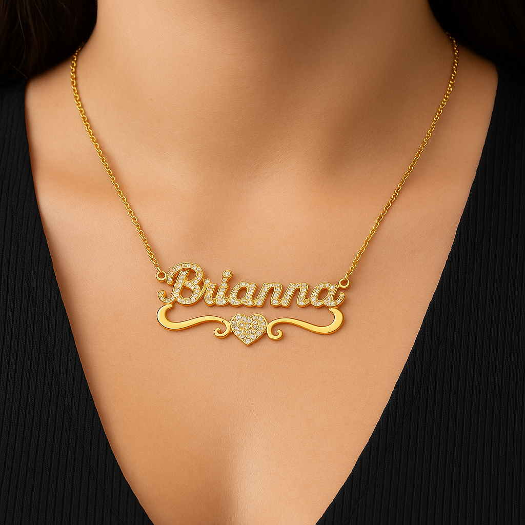 Cursive Heart Diamond Custom Pendant