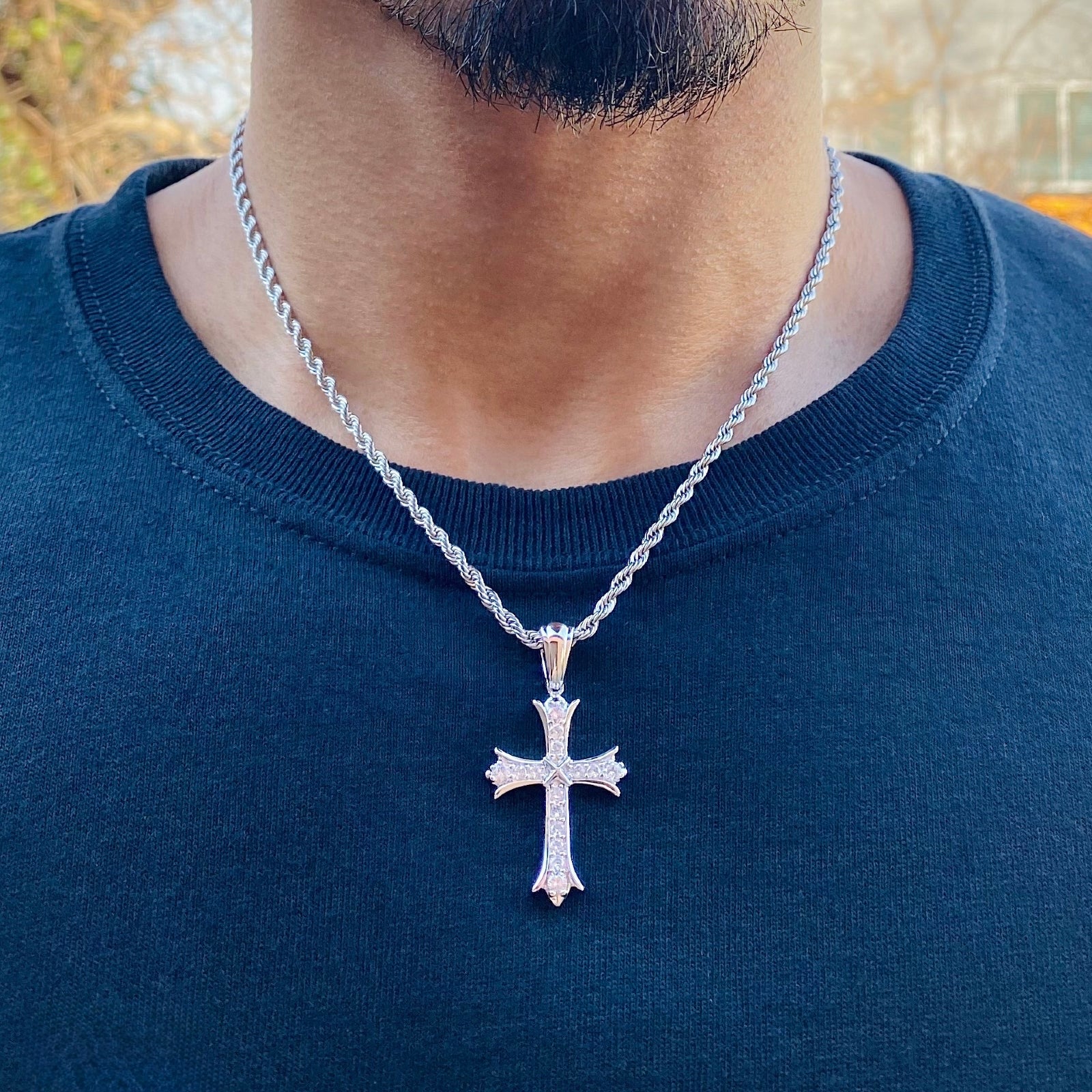 Roman Cross Pendant (White Gold)