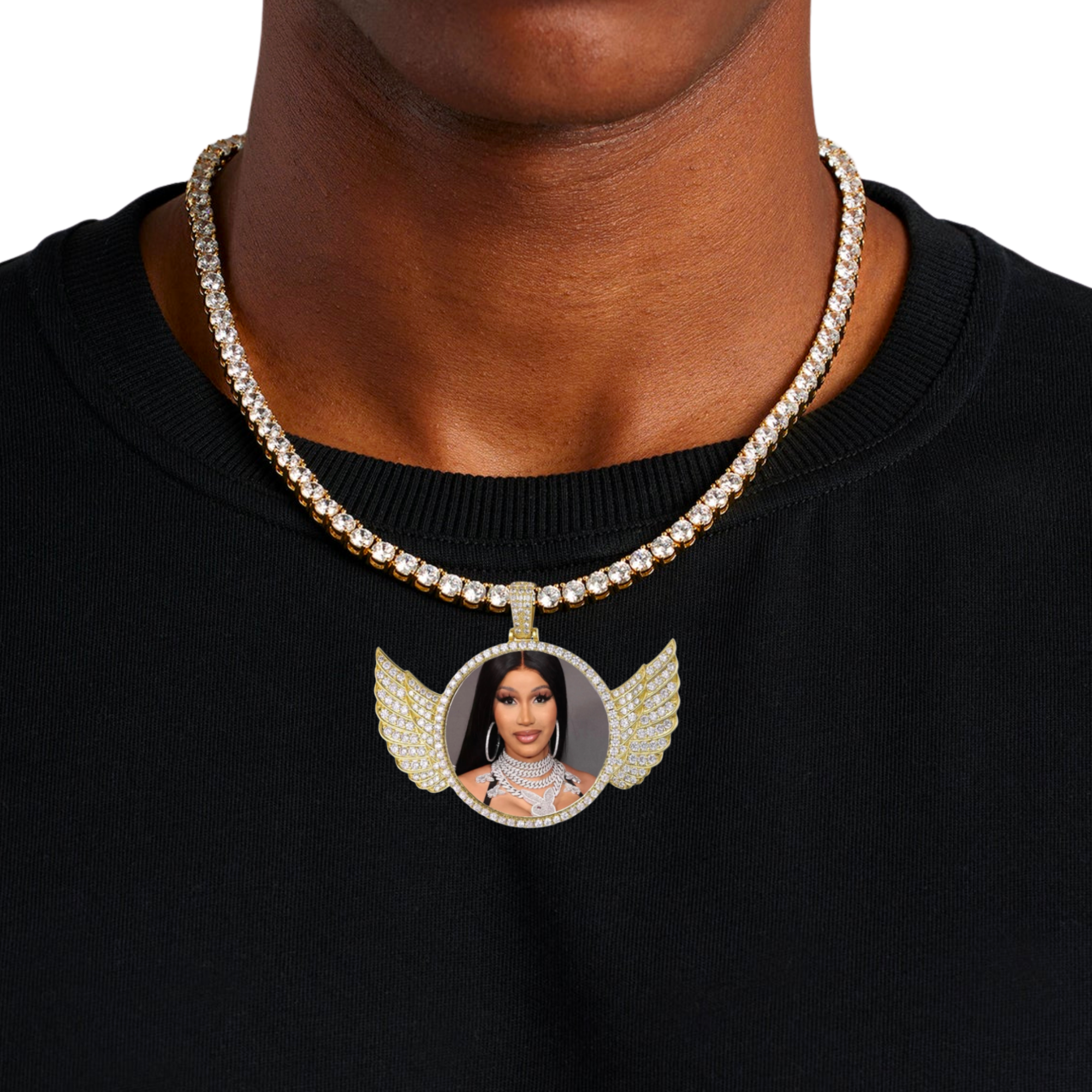 Round Wing Custom Photo Pendant