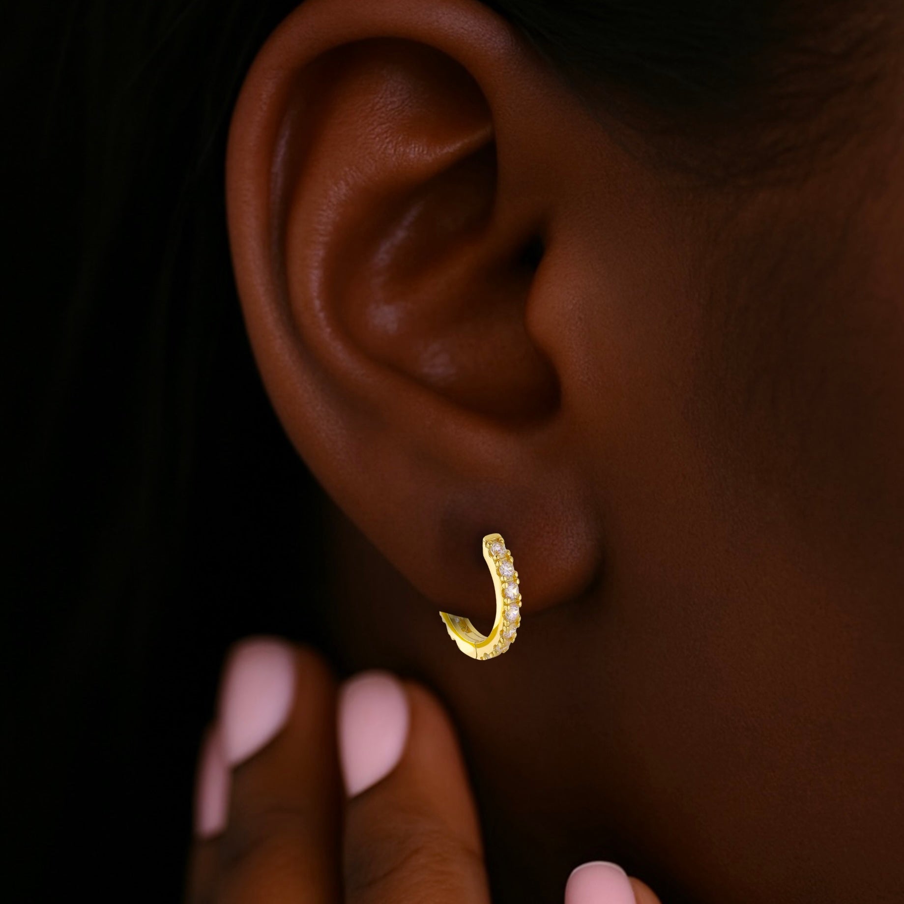 Tennis Hoop Gold Diamond Earrings