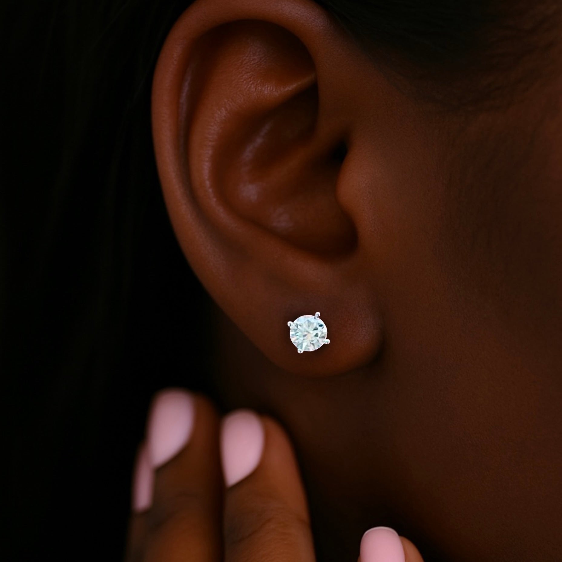 Moissanite Classic Silver Diamond Earrings .06cts