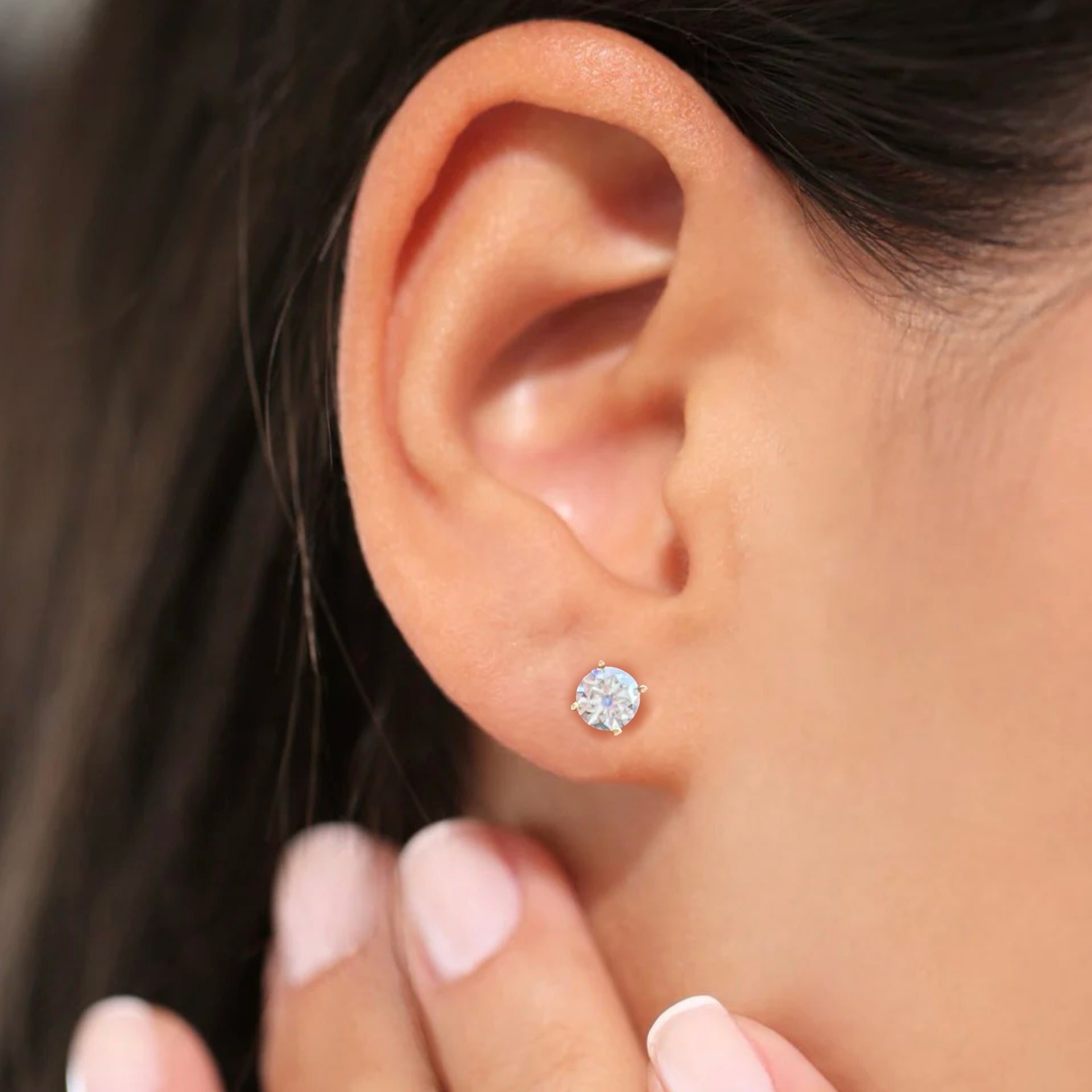 Moissanite Classic Gold Diamond Earrings .06cts