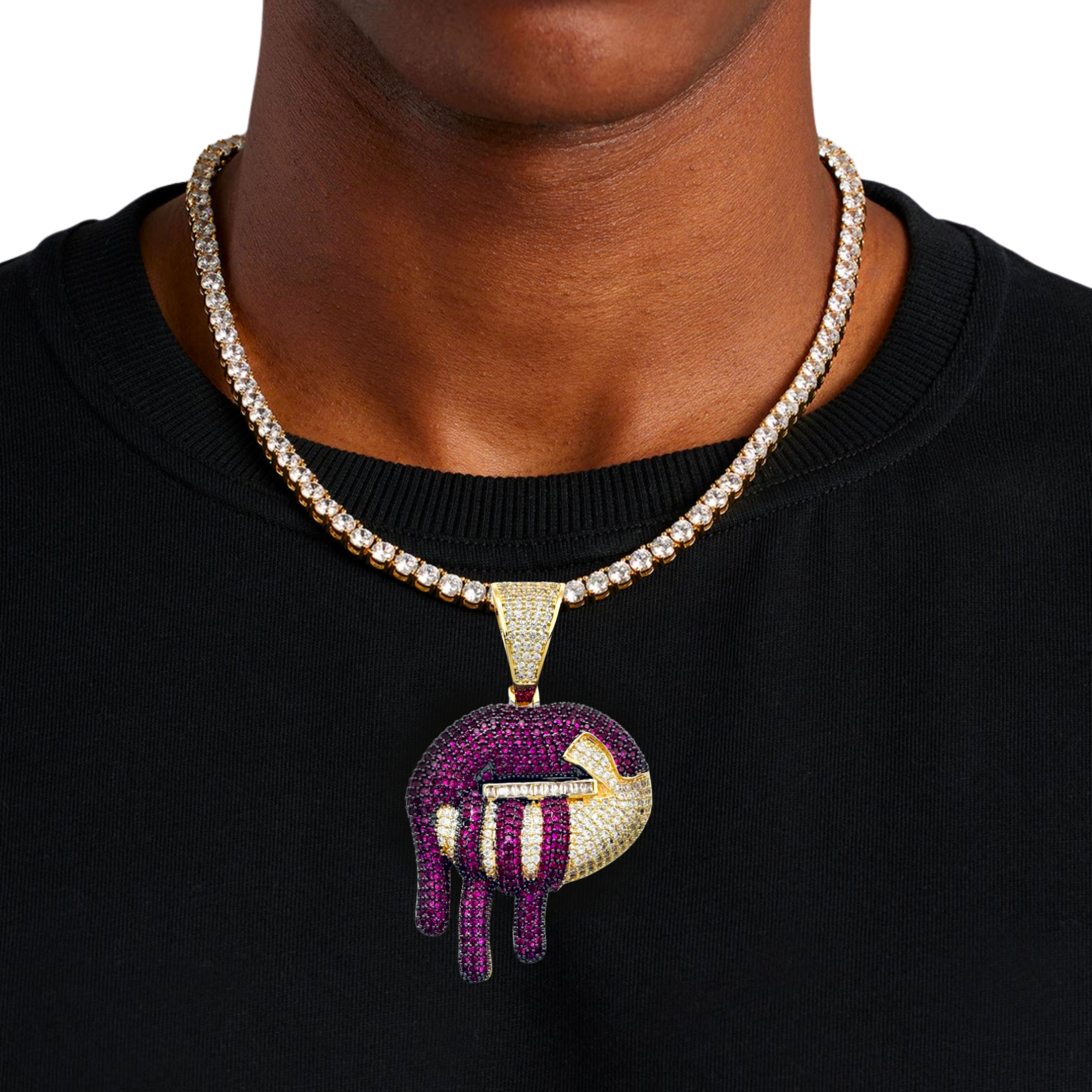 Drip Lip Diamond Gold Pendant