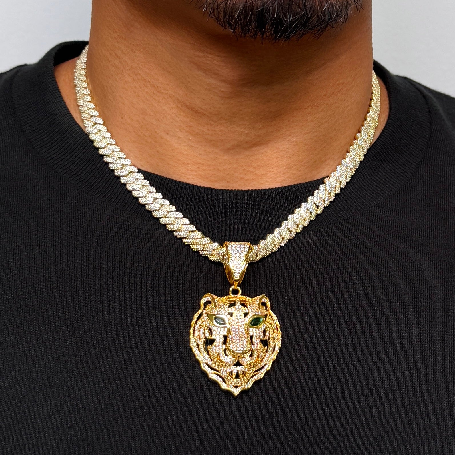 Tiger Diamond Gold Pendant