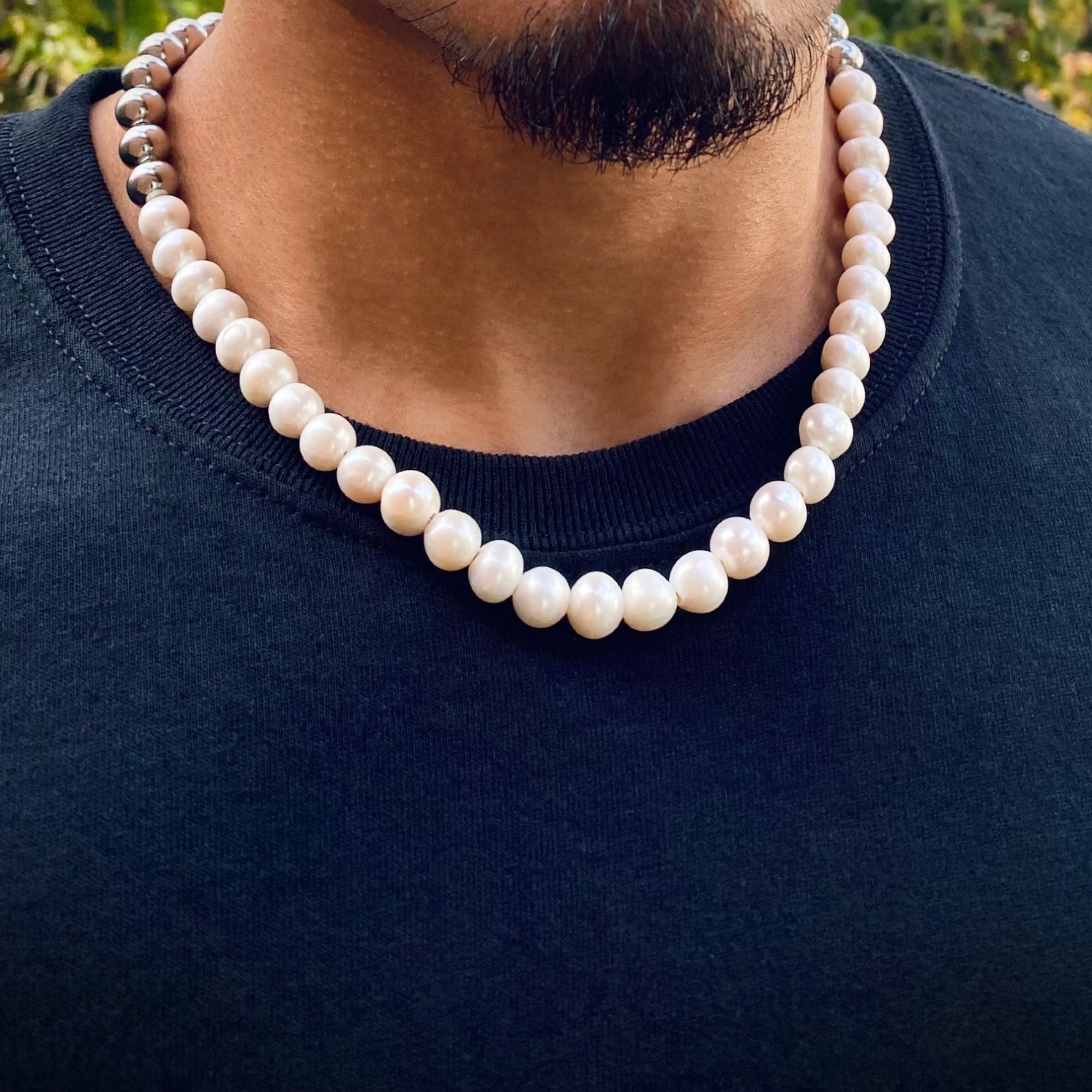 Pearl White Gold Beads Chain 10mm
