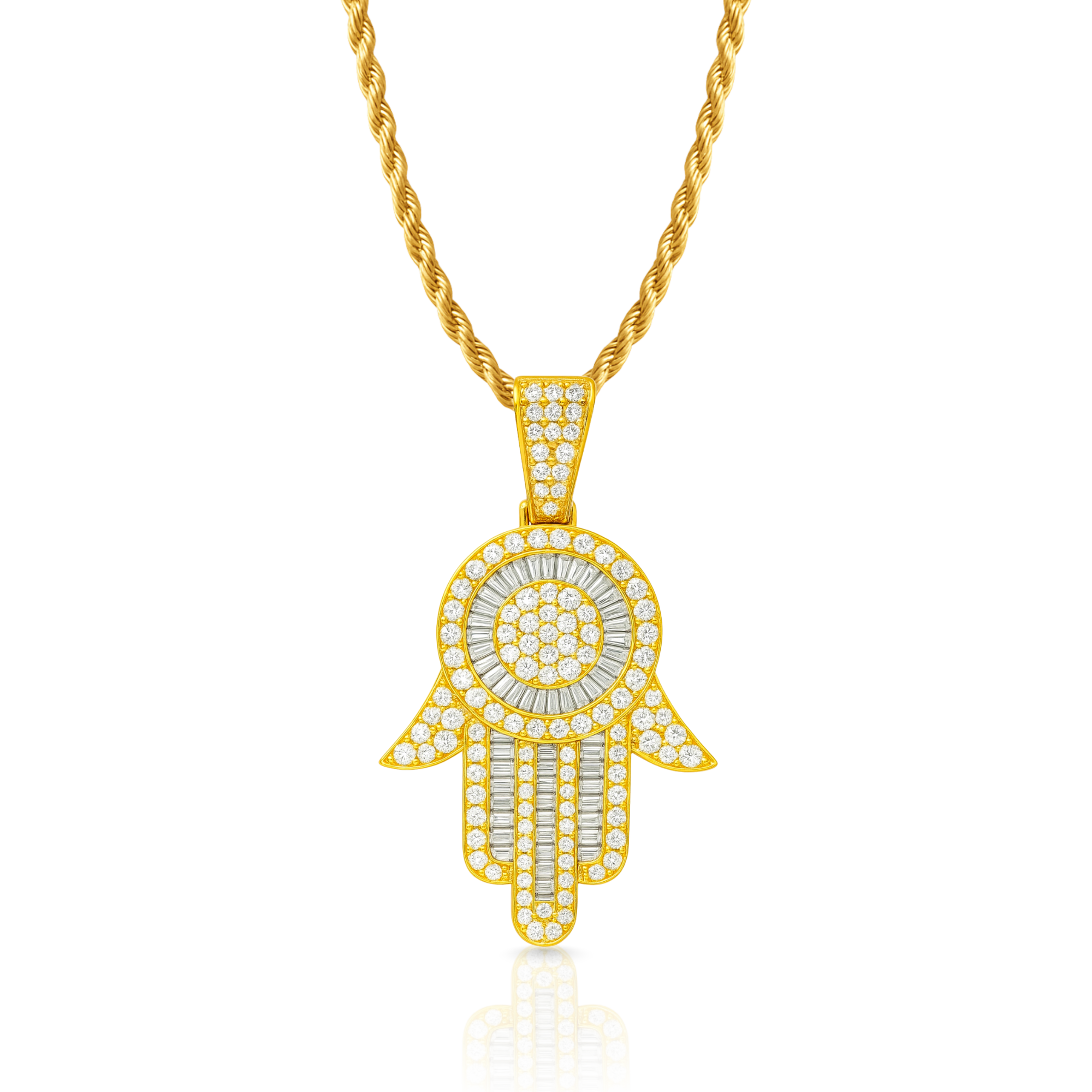 Hamsa Hand Diamond Gold Pendant