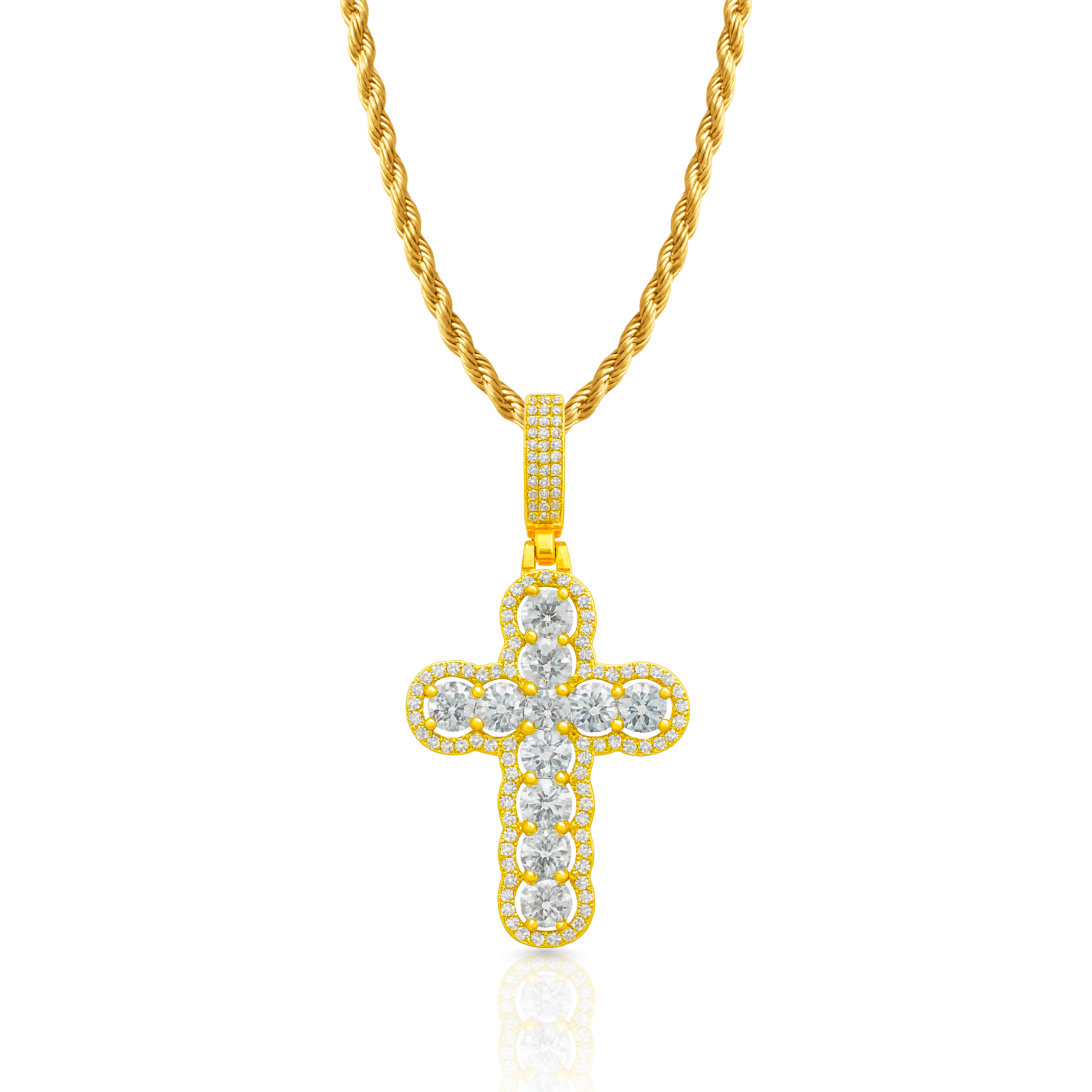 Round Cross Diamond Gold Pendant