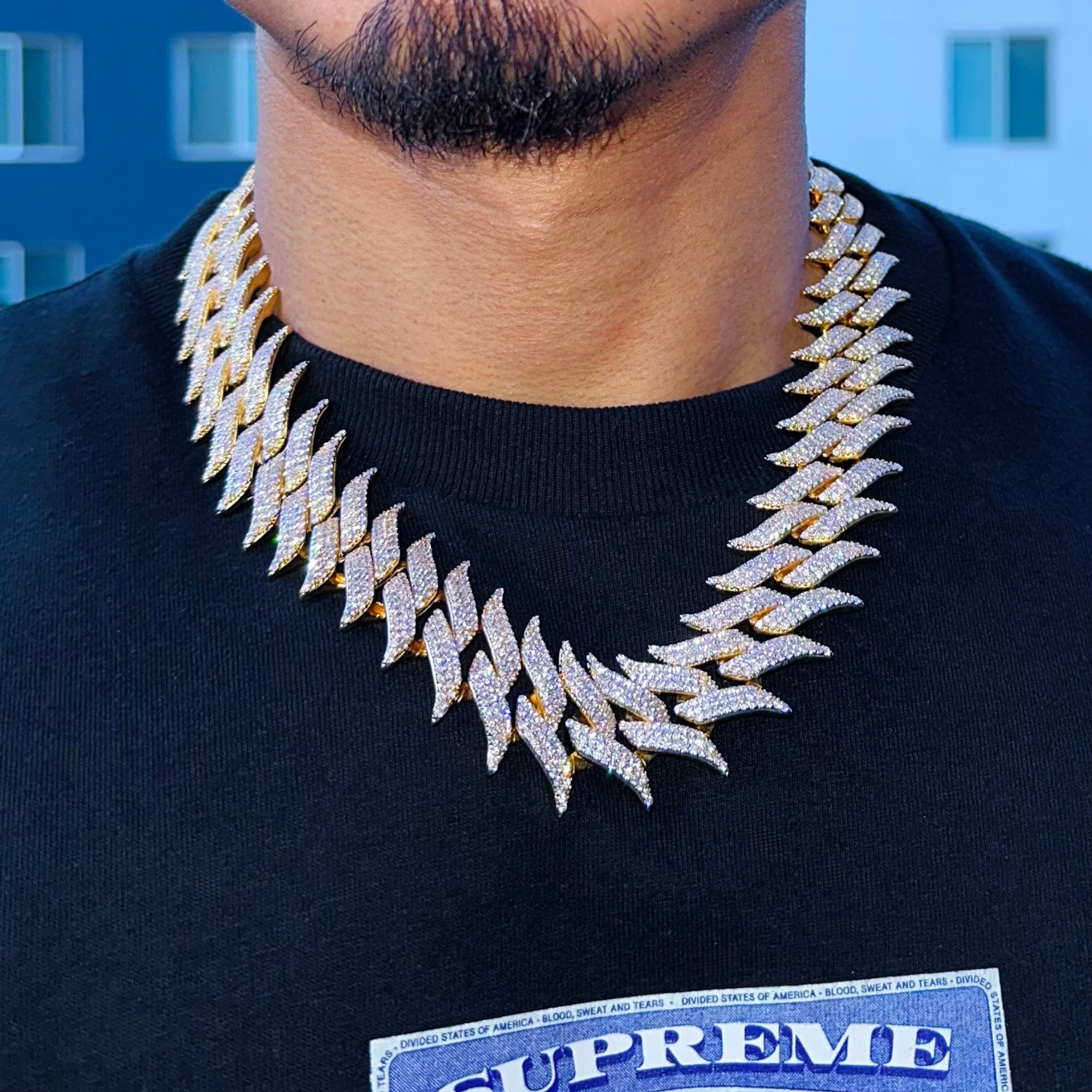 Spike Diamond Chain Gold 29mm