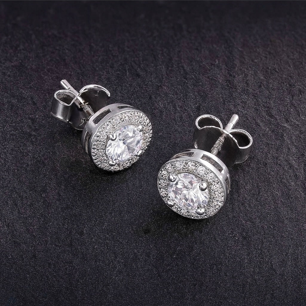 Aura Silver Diamond Earrings