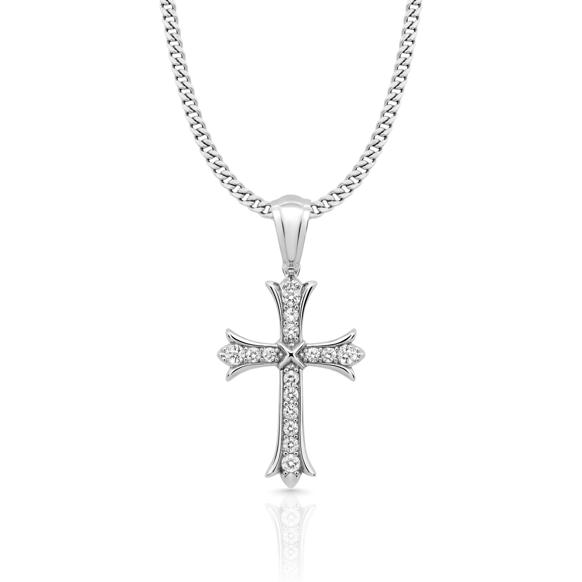 Roman Cross Pendant (White Gold)