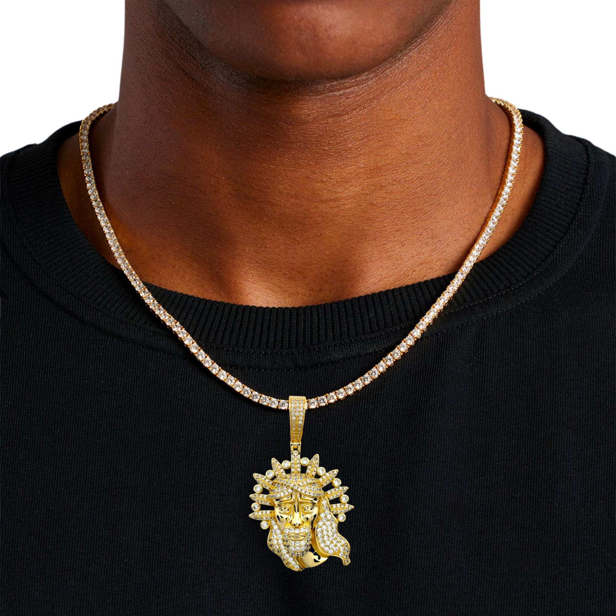 Jesus Diamond Gold Pendant